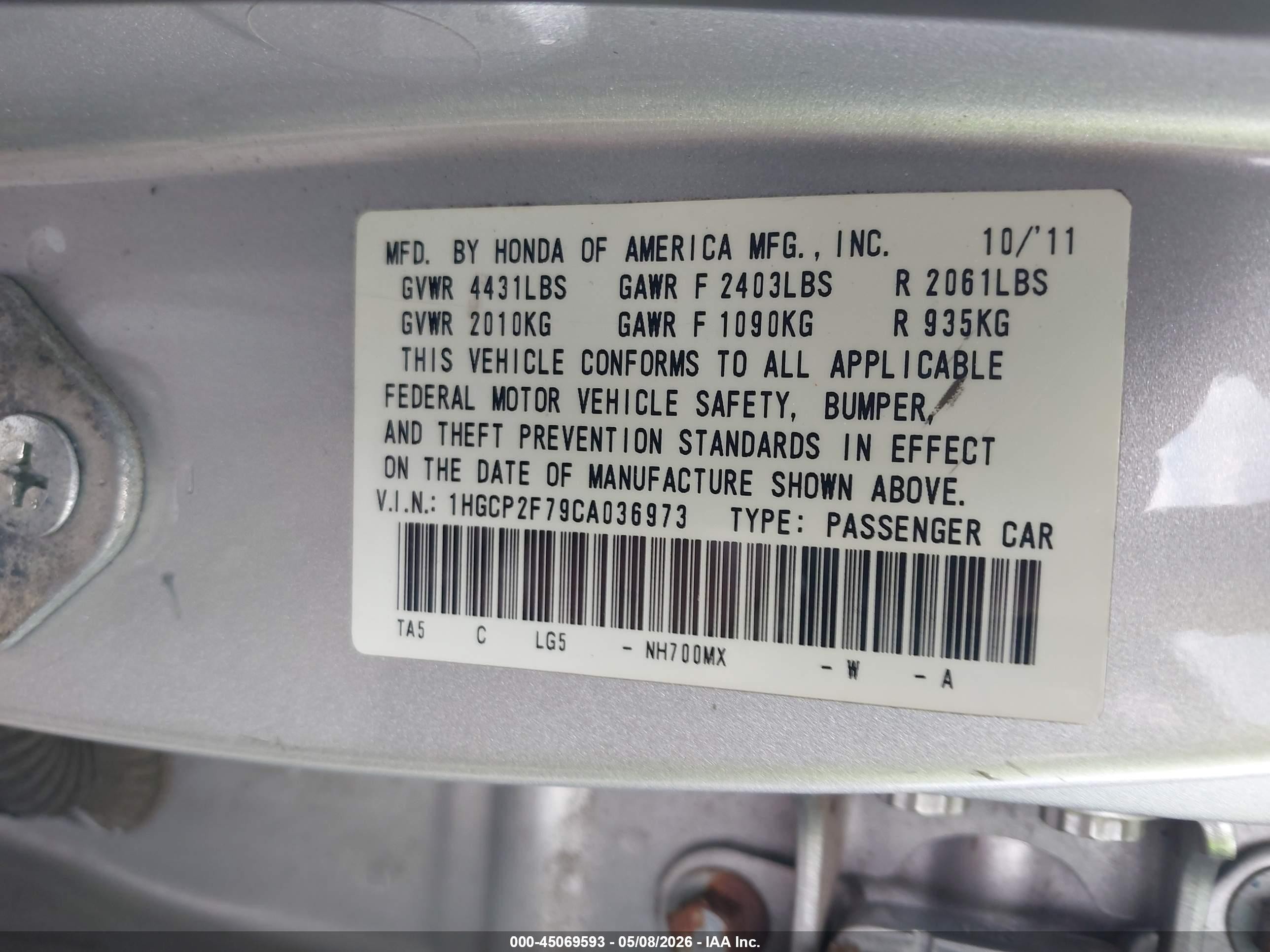 2012 Honda Accord 2.4 Ex Silver vin: 1HGCP2F79CA036973