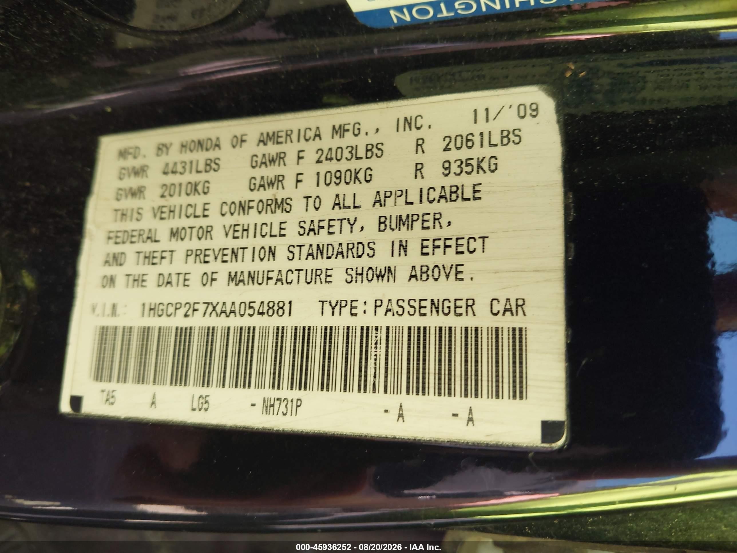 2010 Honda Accord 2.4 Ex Black vin: 1HGCP2F7XAA054881