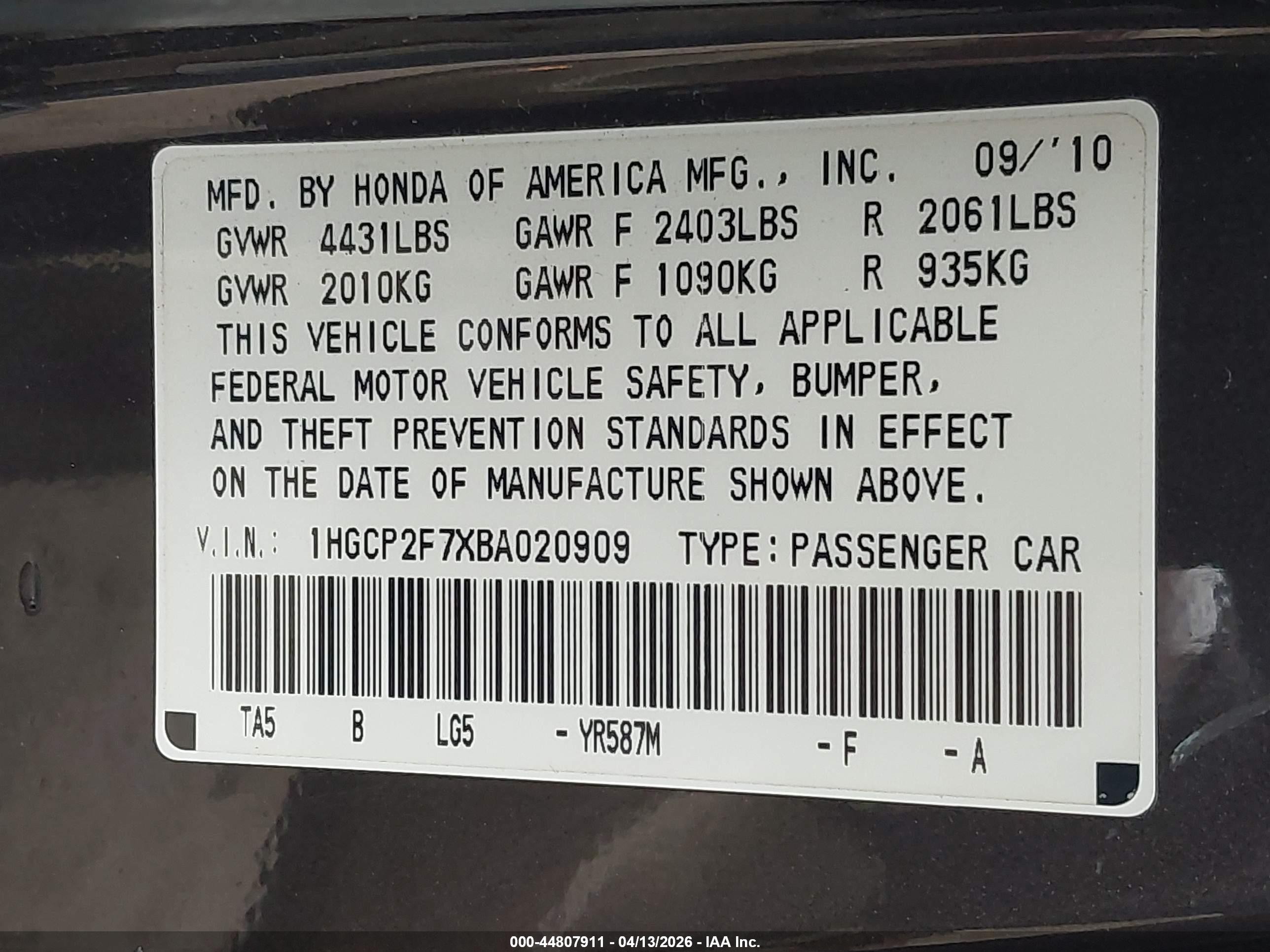 2011 Honda Accord 2.4 Ex Gray vin: 1HGCP2F7XBA020909