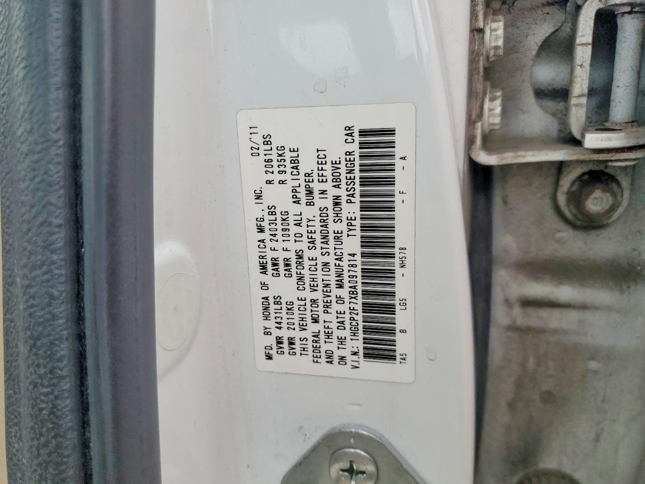 2011 Honda Accord Ex White vin: 1HGCP2F7XBA097814