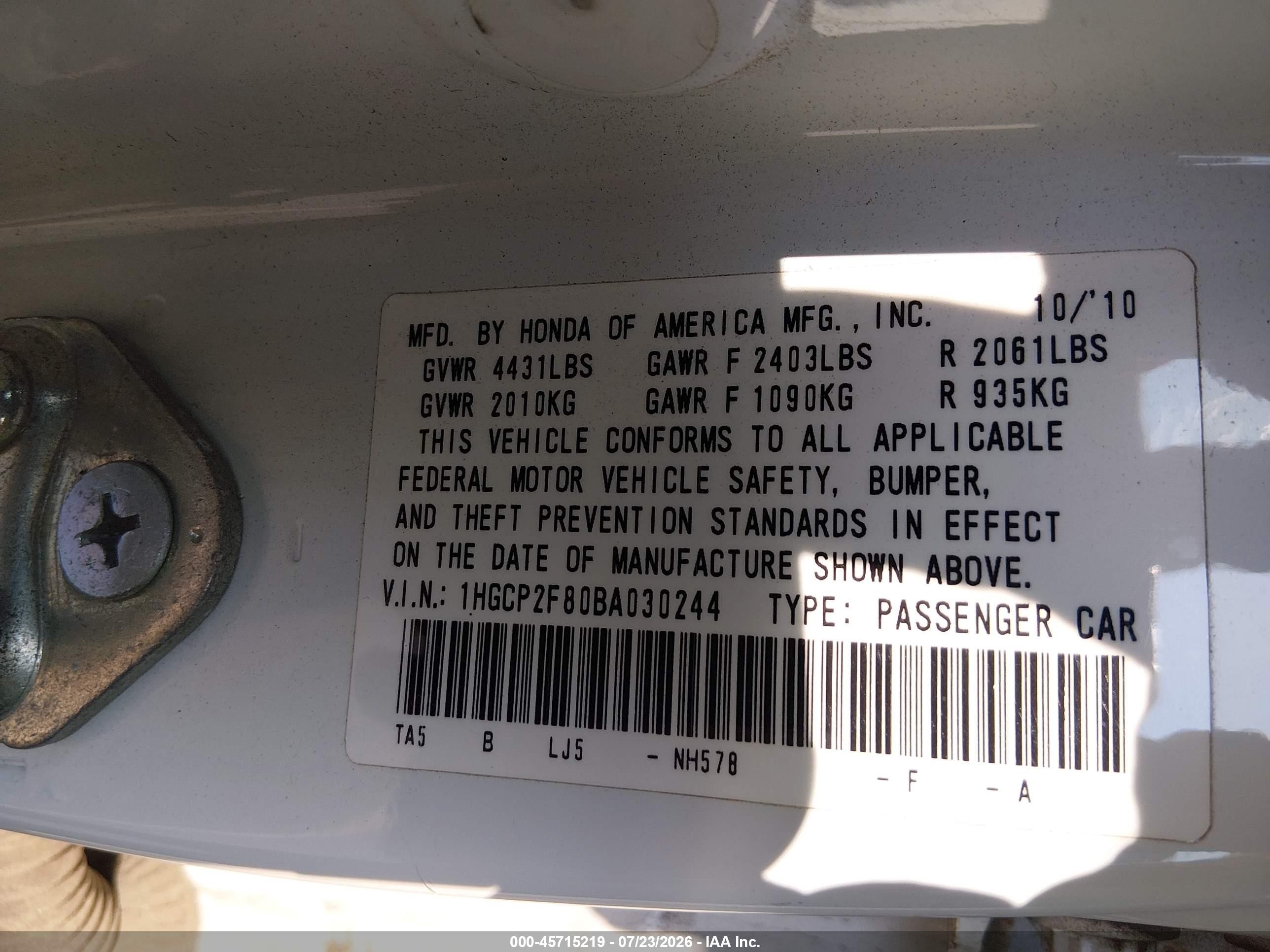 2011 Honda Accord 2.4 Ex-l White vin: 1HGCP2F80BA030244