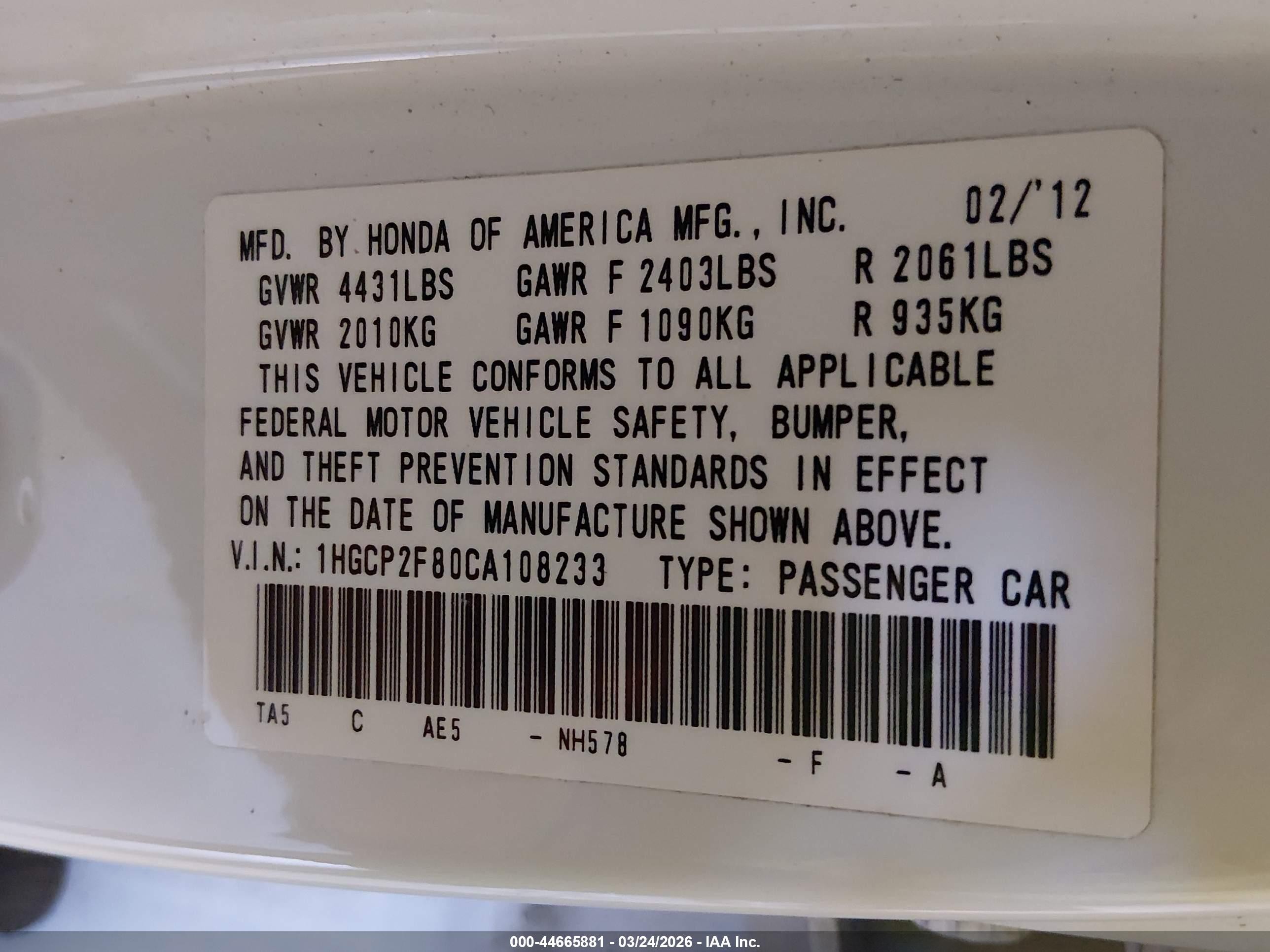 2012 Honda Accord 2.4 Ex-l White vin: 1HGCP2F80CA108233
