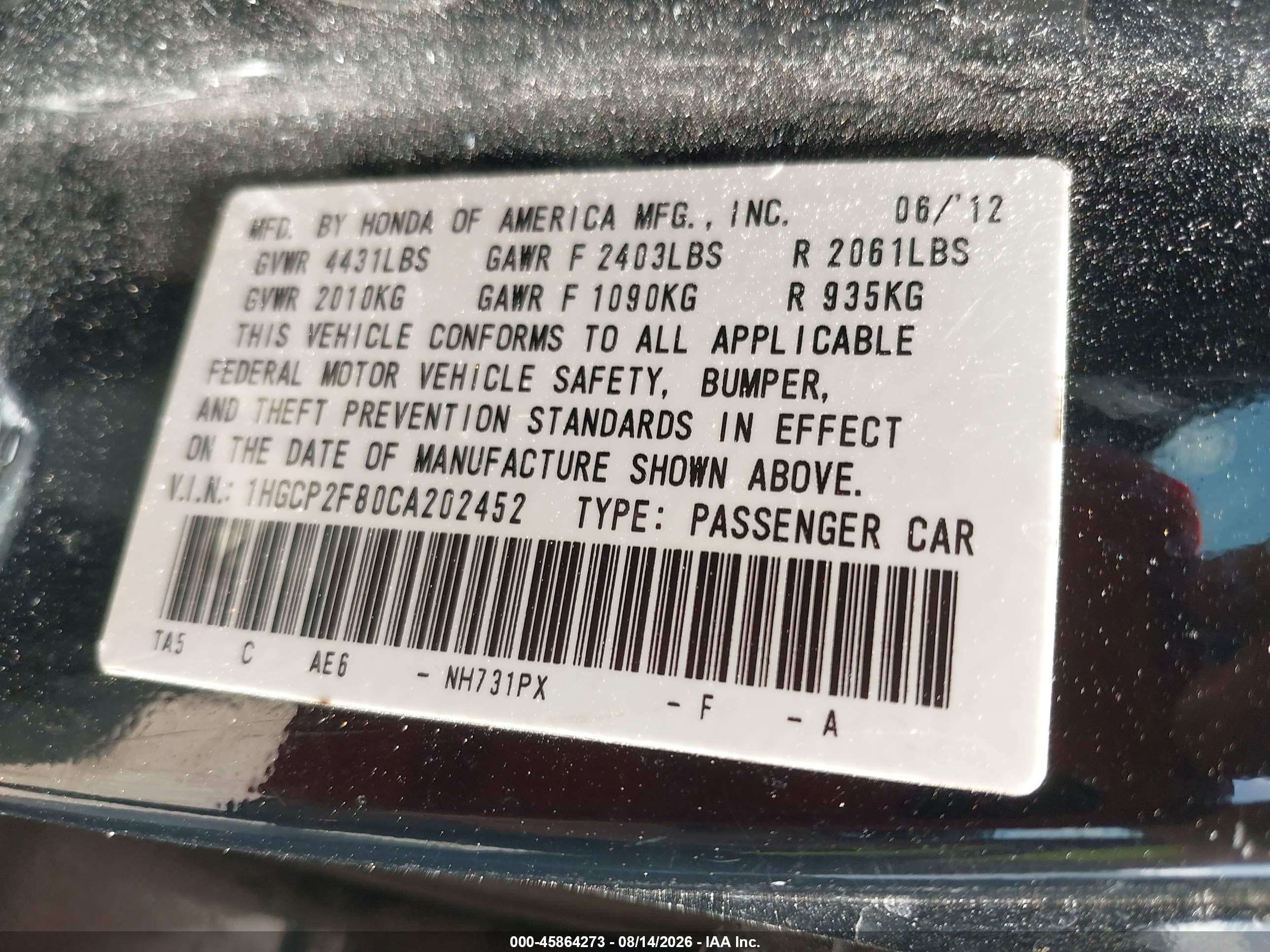 2012 Honda Accord 2.4 Ex-l Black vin: 1HGCP2F80CA202452