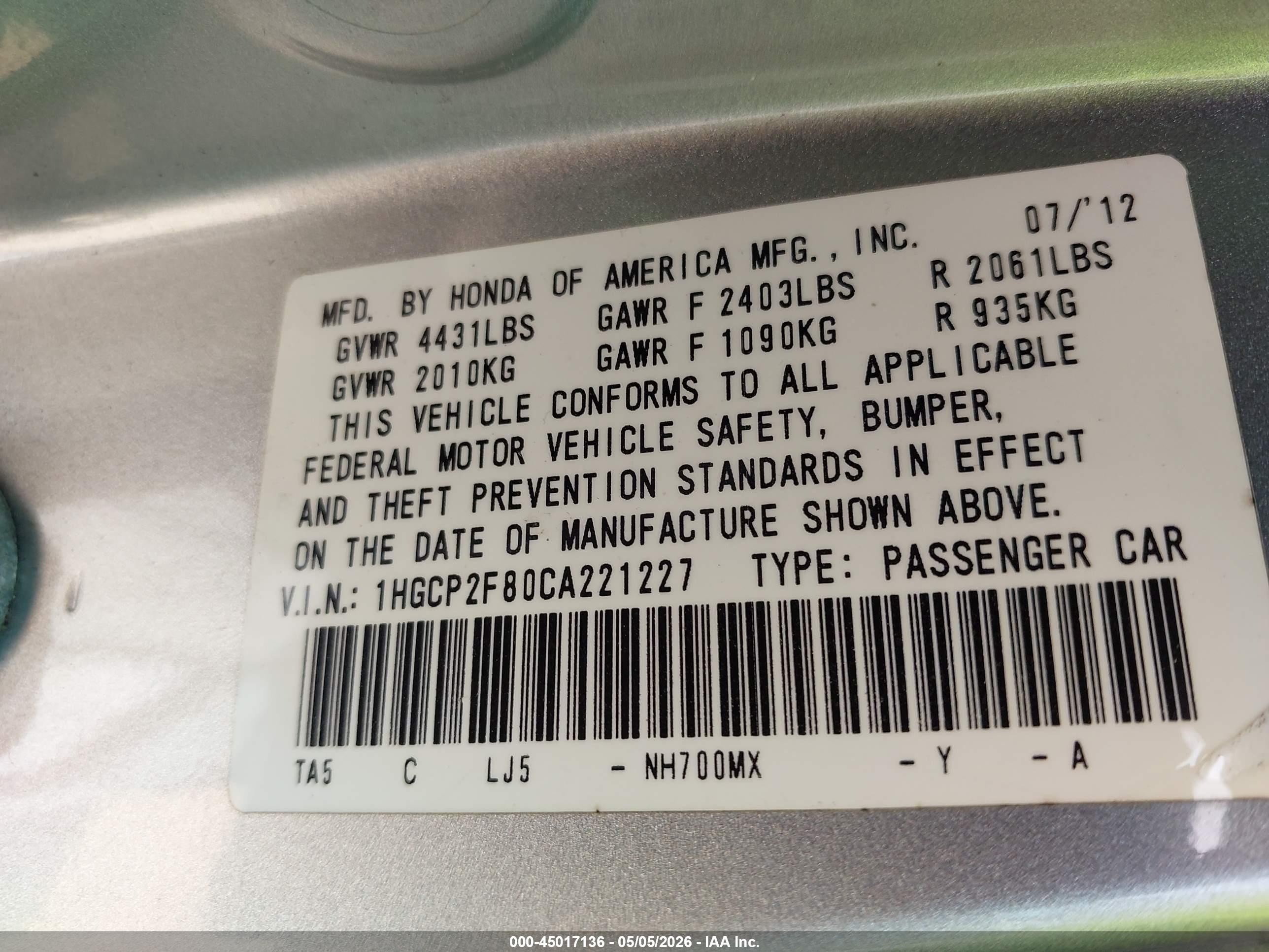 2012 Honda Accord 2.4 Ex-l Silver vin: 1HGCP2F80CA221227