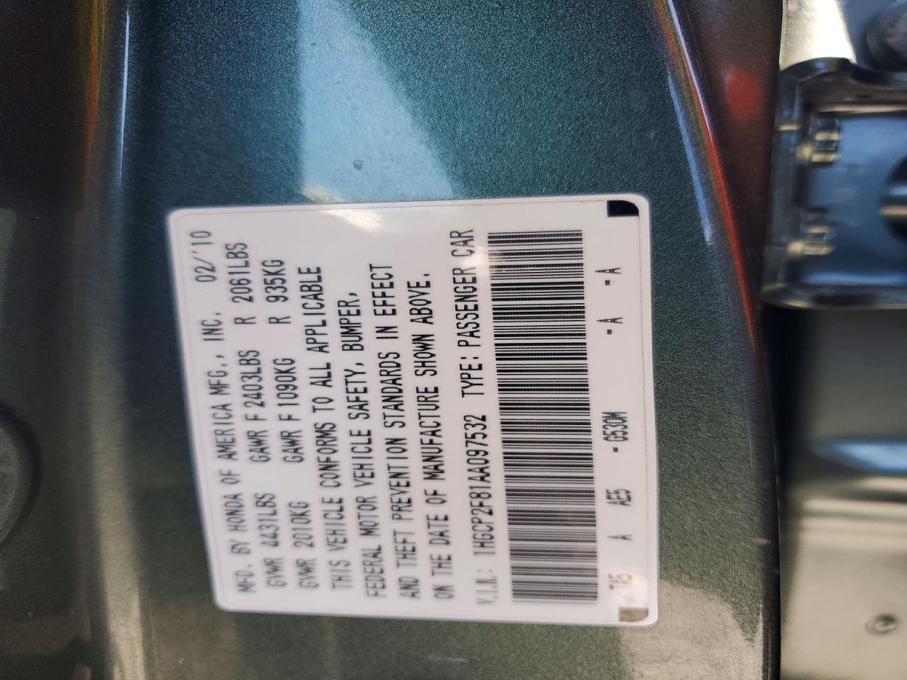 2010 Honda Accord Exl Gray vin: 1HGCP2F81AA097532