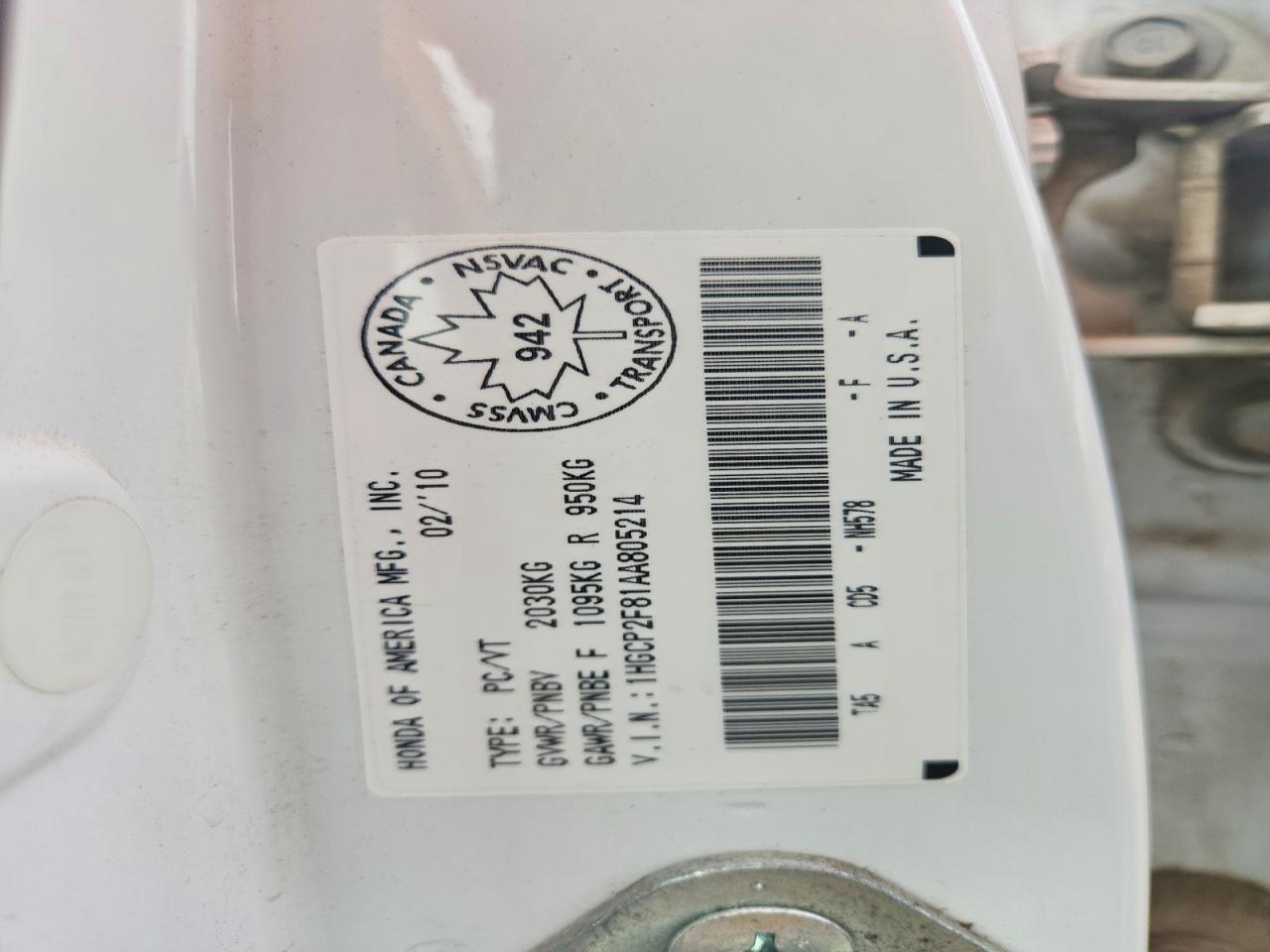 2010 Honda Accord Exl White vin: 1HGCP2F81AA805214