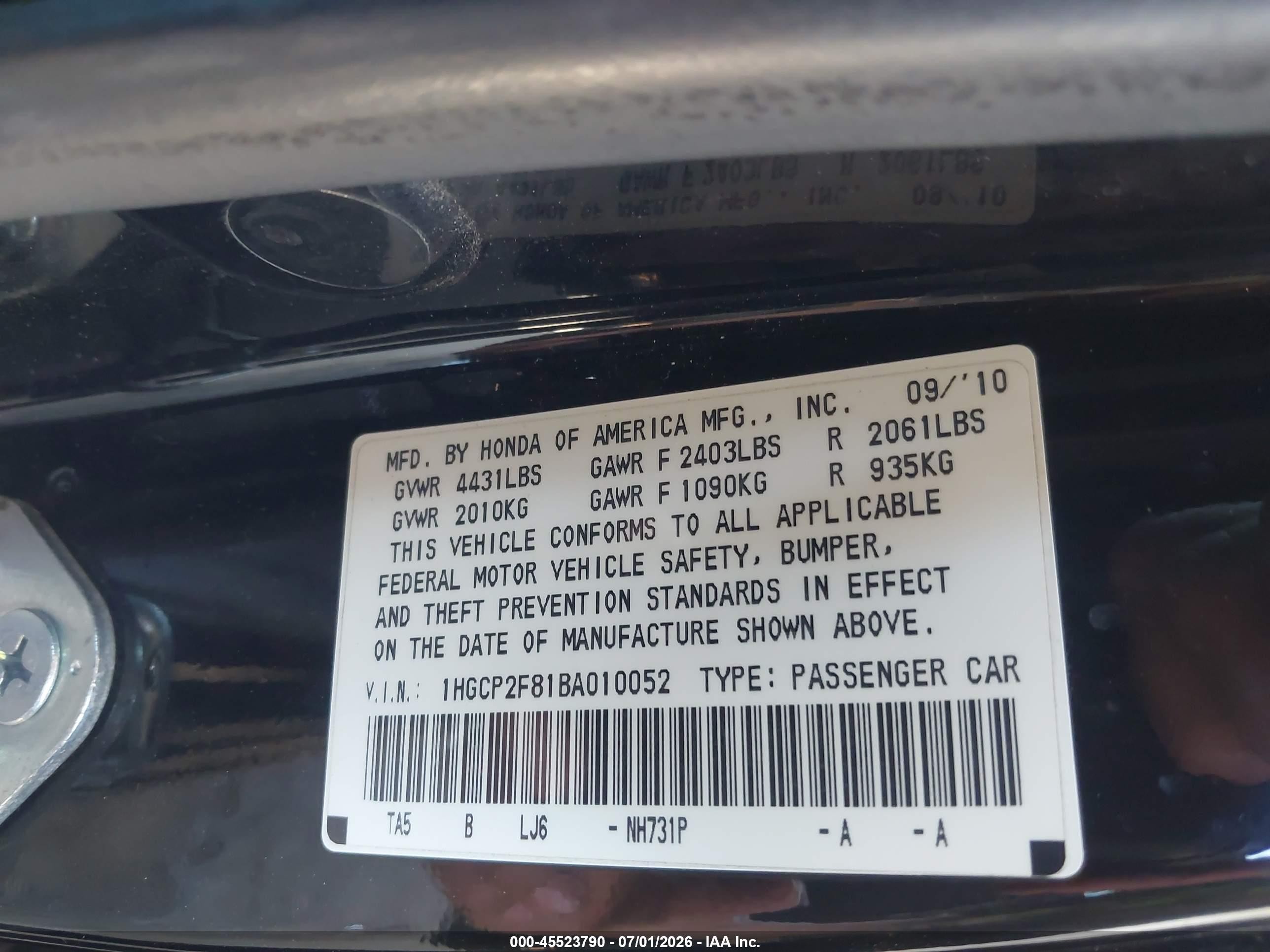 2011 Honda Accord 2.4 Ex-l Black vin: 1HGCP2F81BA010052