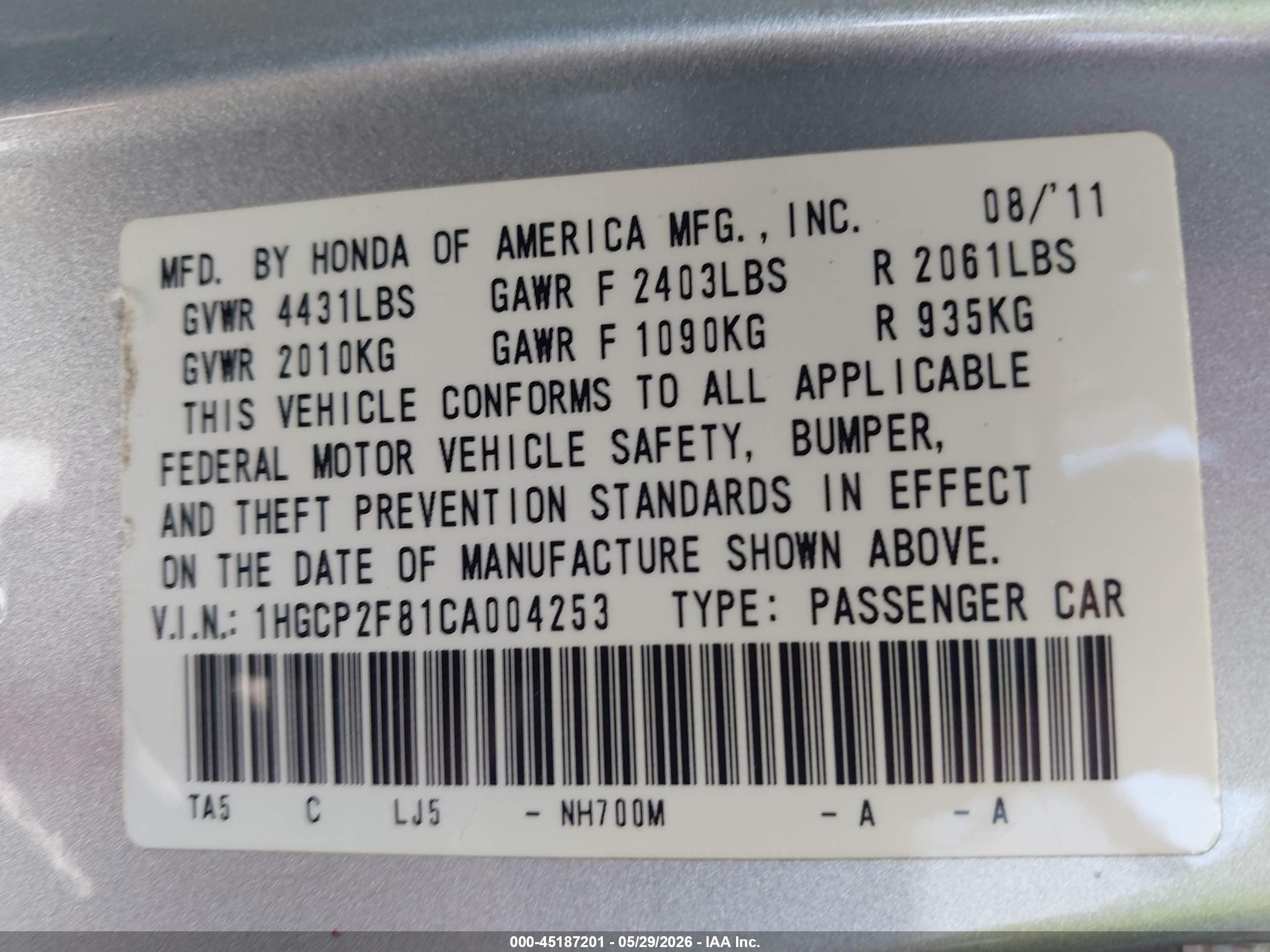2012 Honda Accord 2.4 Ex-l Silver vin: 1HGCP2F81CA004253