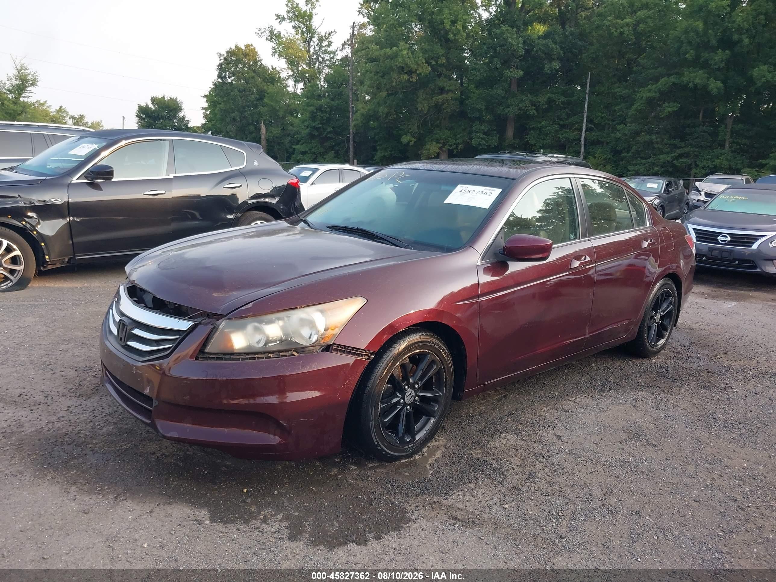2012 Honda Accord 2.4 Ex-l Burgundy vin: 1HGCP2F81CA036555
