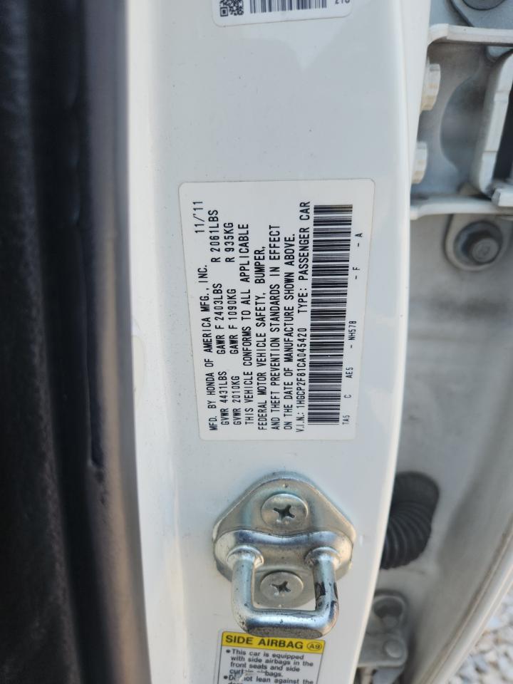 2012 Honda Accord 4d Ex White vin: 1HGCP2F81CA045420