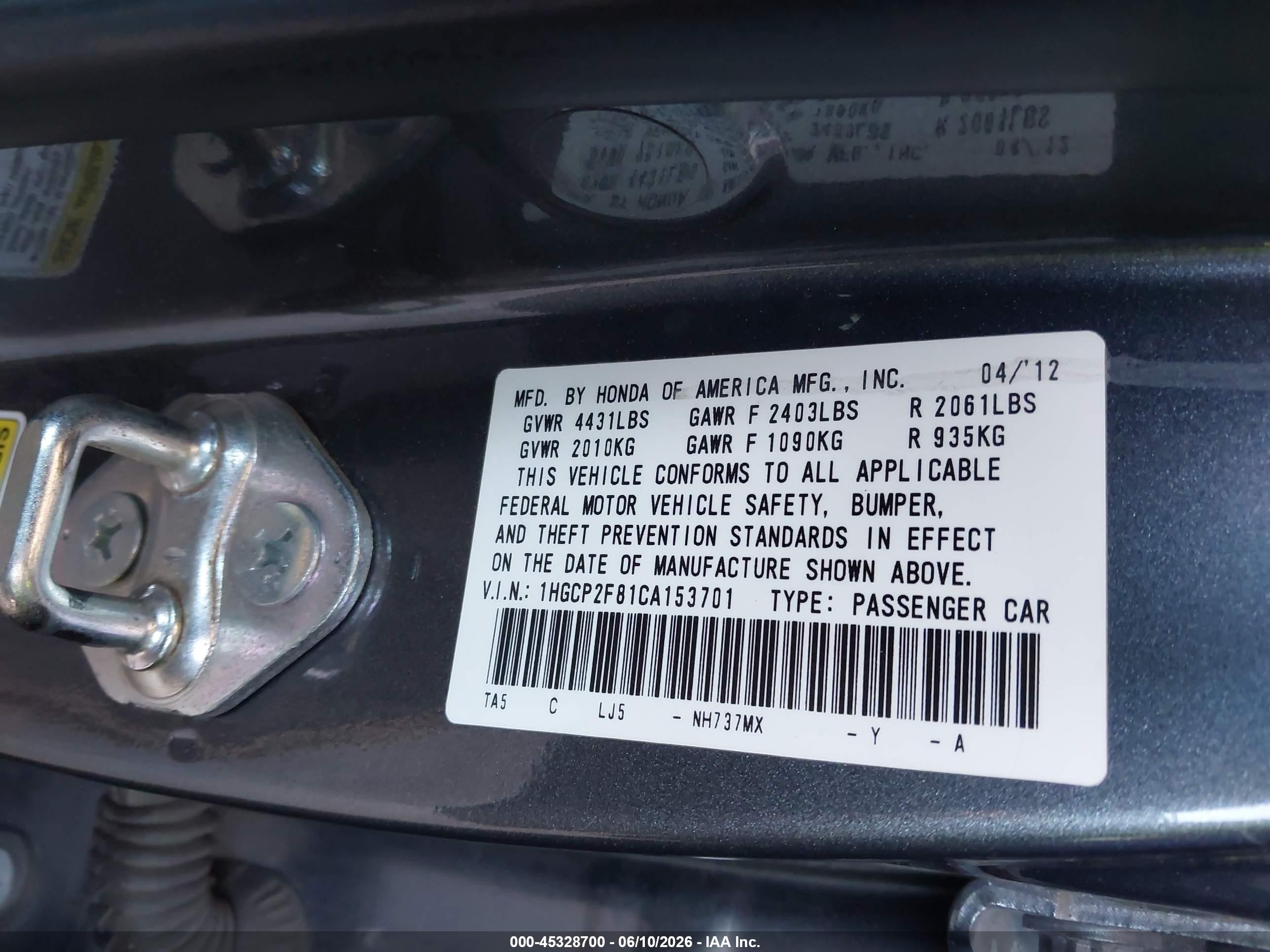 2012 Honda Accord 2.4 Ex-l Gray vin: 1HGCP2F81CA153701