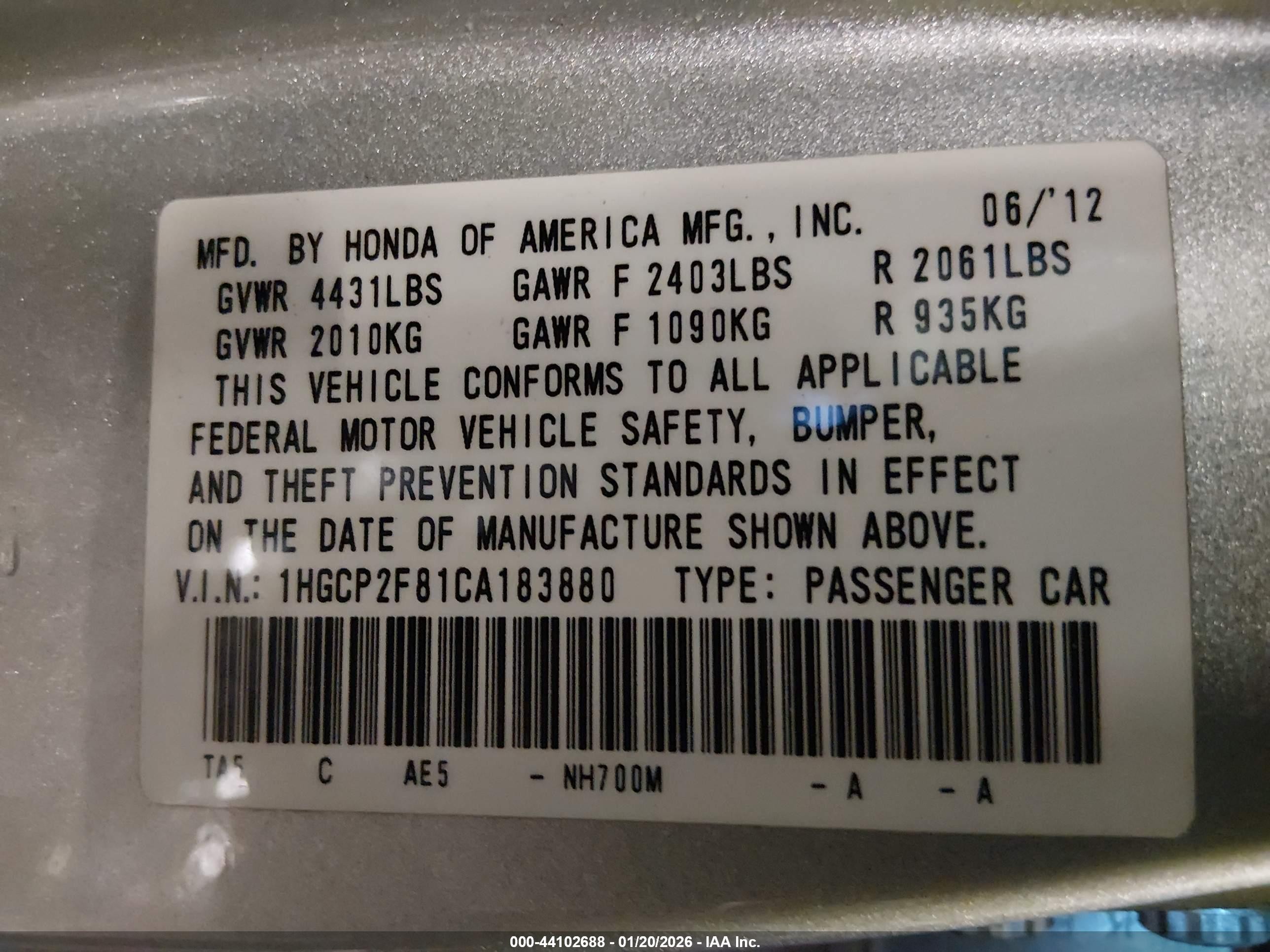2012 Honda Accord Sdn 2.4 Ex-l/ex-l Silver vin: 1HGCP2F81CA183880