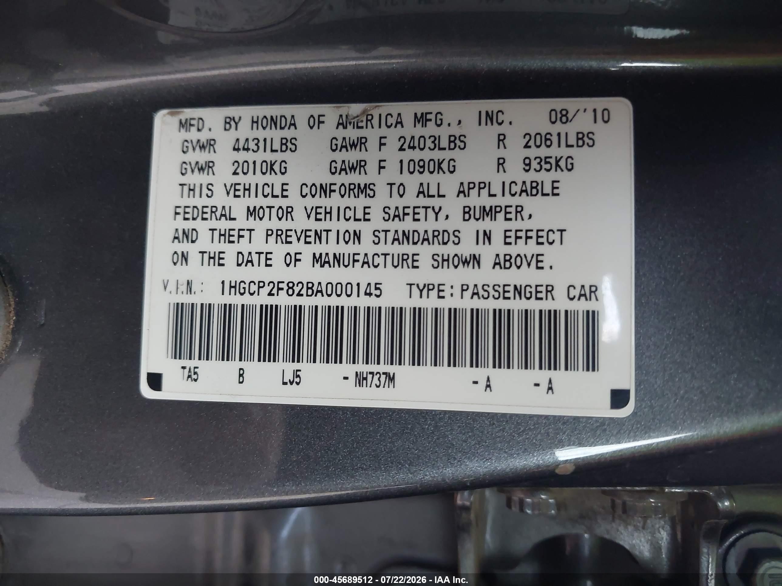 2011 Honda Accord 2.4 Ex-l Gray vin: 1HGCP2F82BA000145