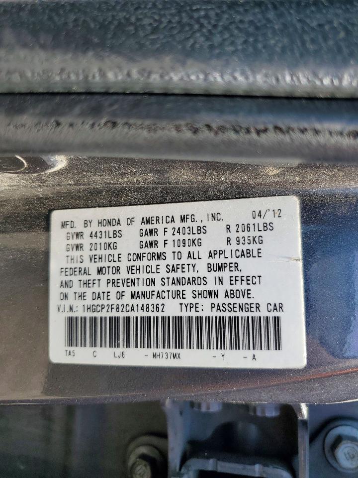 2012 Honda Accord Exl Gray vin: 1HGCP2F82CA148362