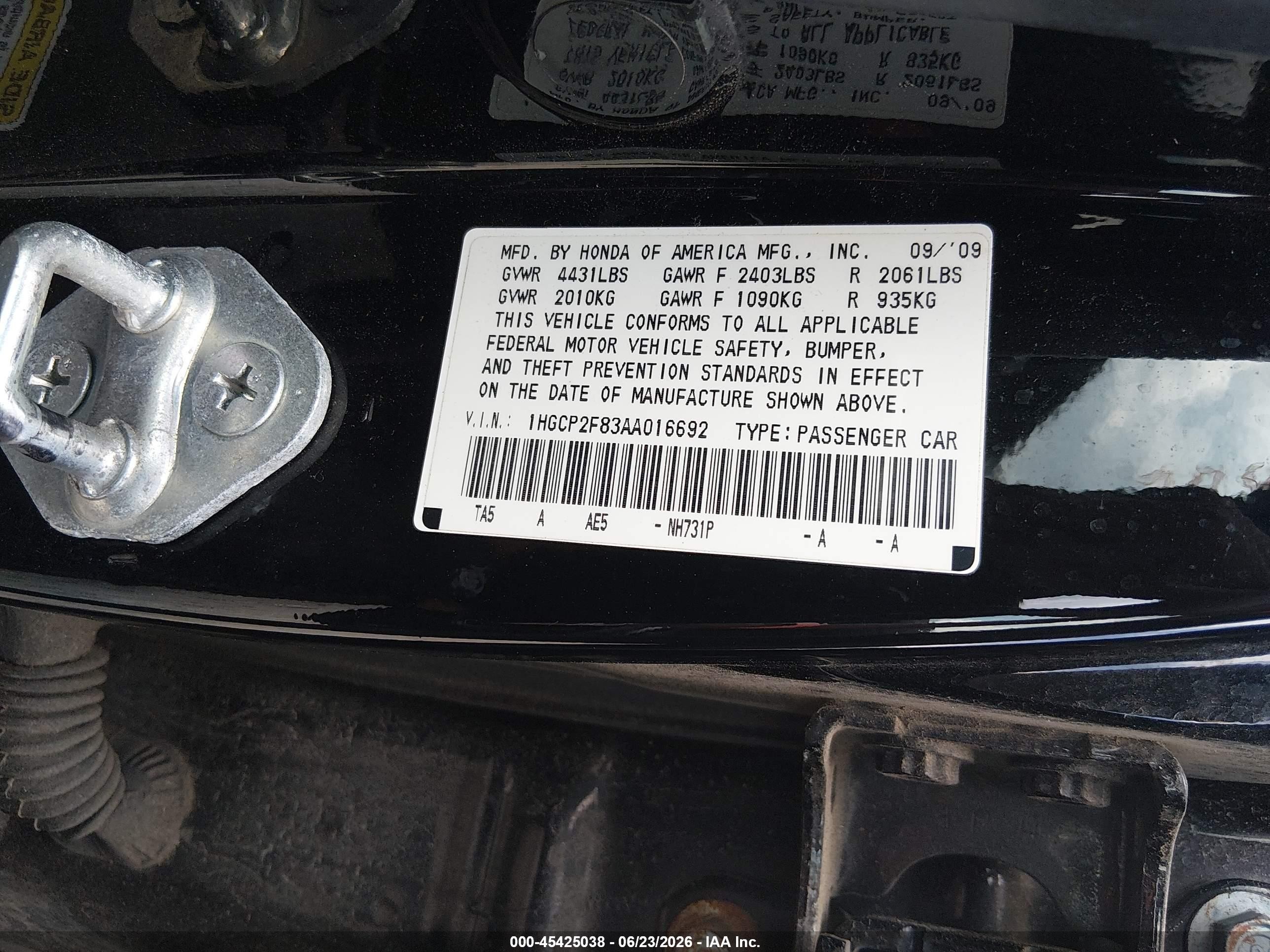 2010 Honda Accord 2.4 Ex-l Черный vin: 1HGCP2F83AA016692