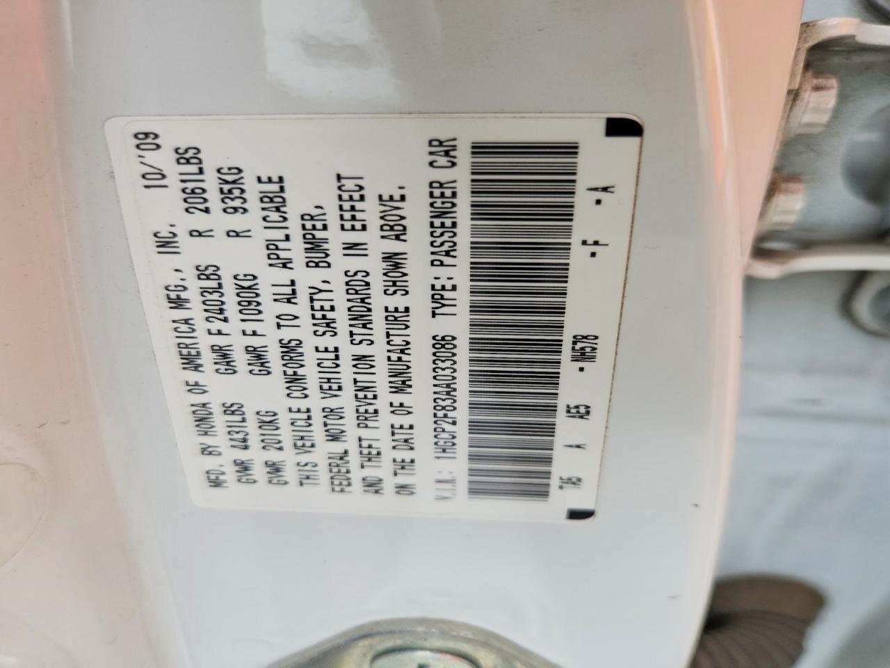 2010 Honda Accord Exl White vin: 1HGCP2F83AA033086