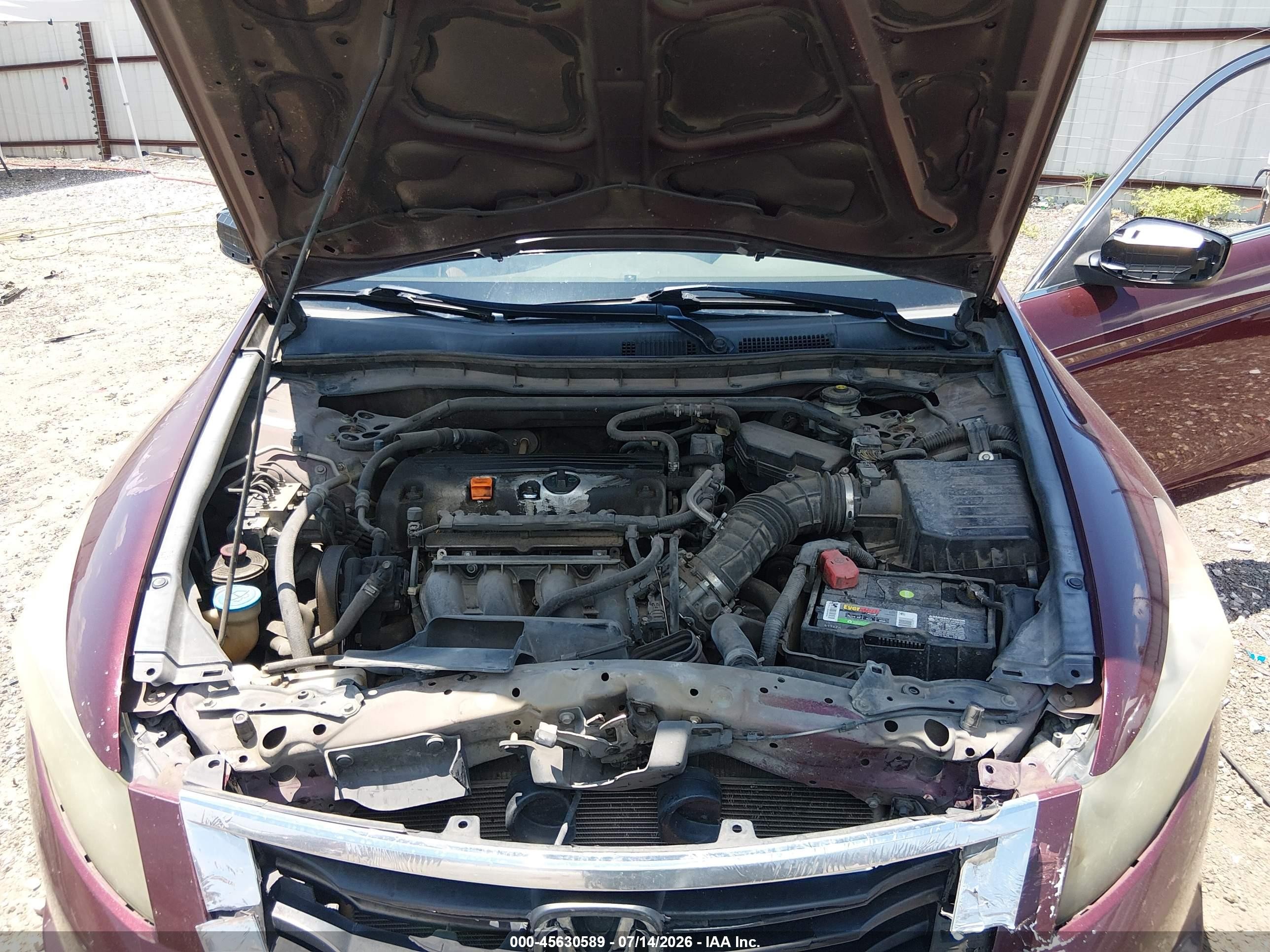 2010 Honda Accord 2.4 Ex-l Burgundy vin: 1HGCP2F83AA047537
