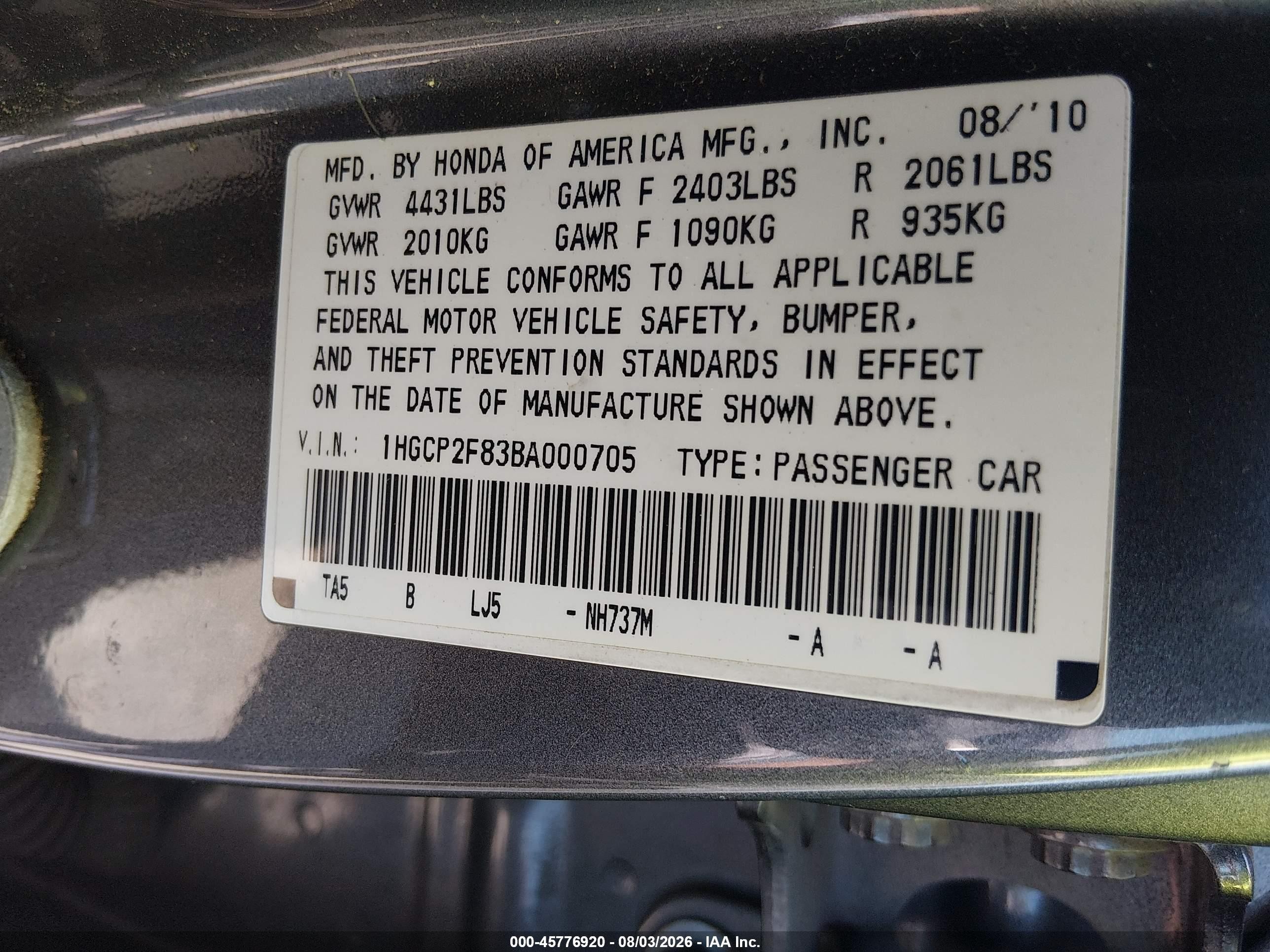 2011 Honda Accord 2.4 Ex-l Gray vin: 1HGCP2F83BA000705