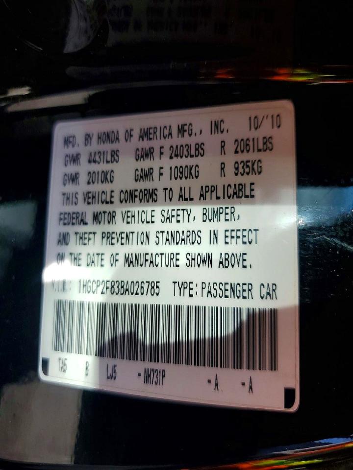 2011 Honda Accord Exl Black vin: 1HGCP2F83BA026785