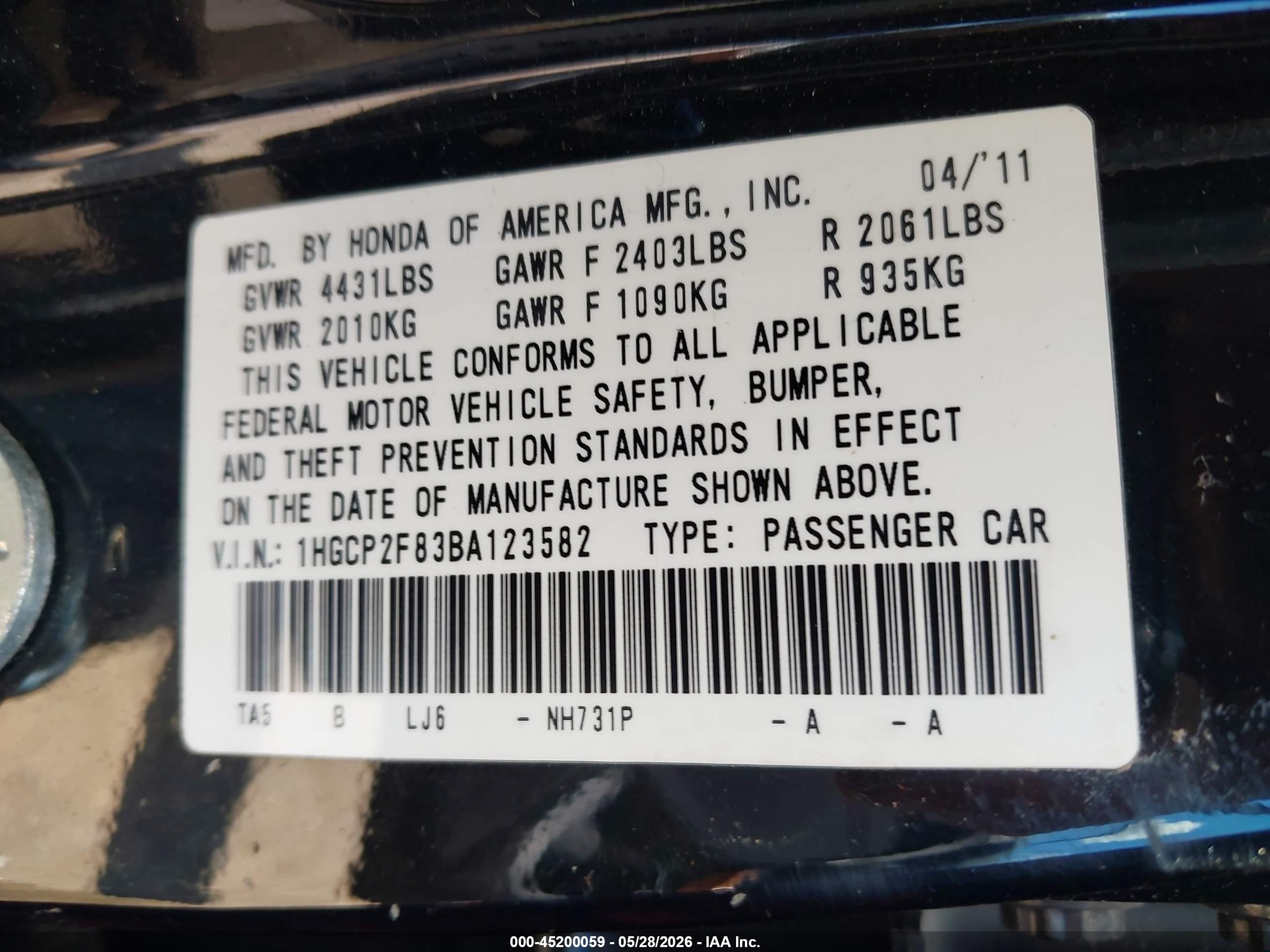 2011 Honda Accord 2.4 Ex-l Black vin: 1HGCP2F83BA123582