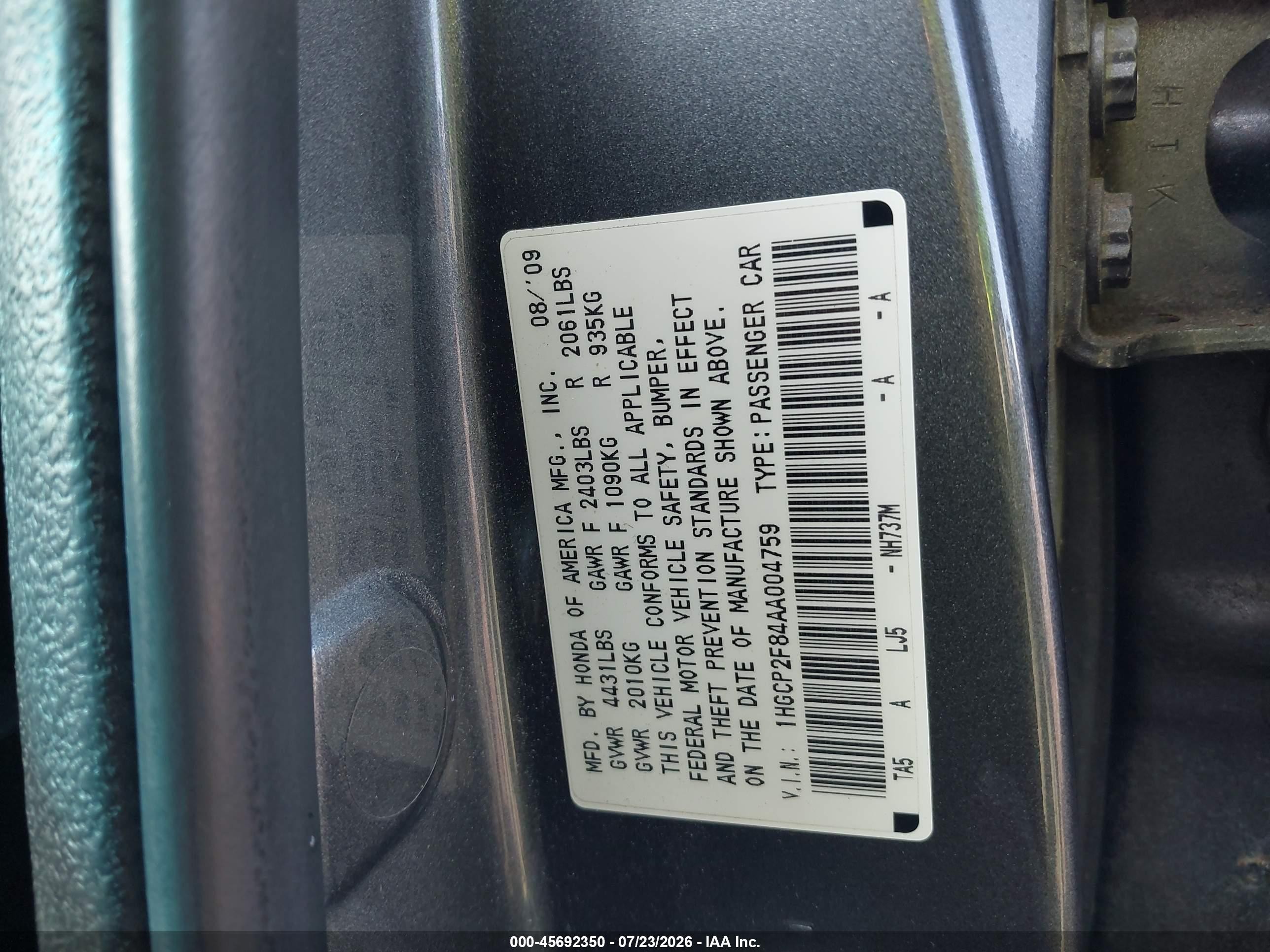 2010 Honda Accord 2.4 Ex-l Gray vin: 1HGCP2F84AA004759