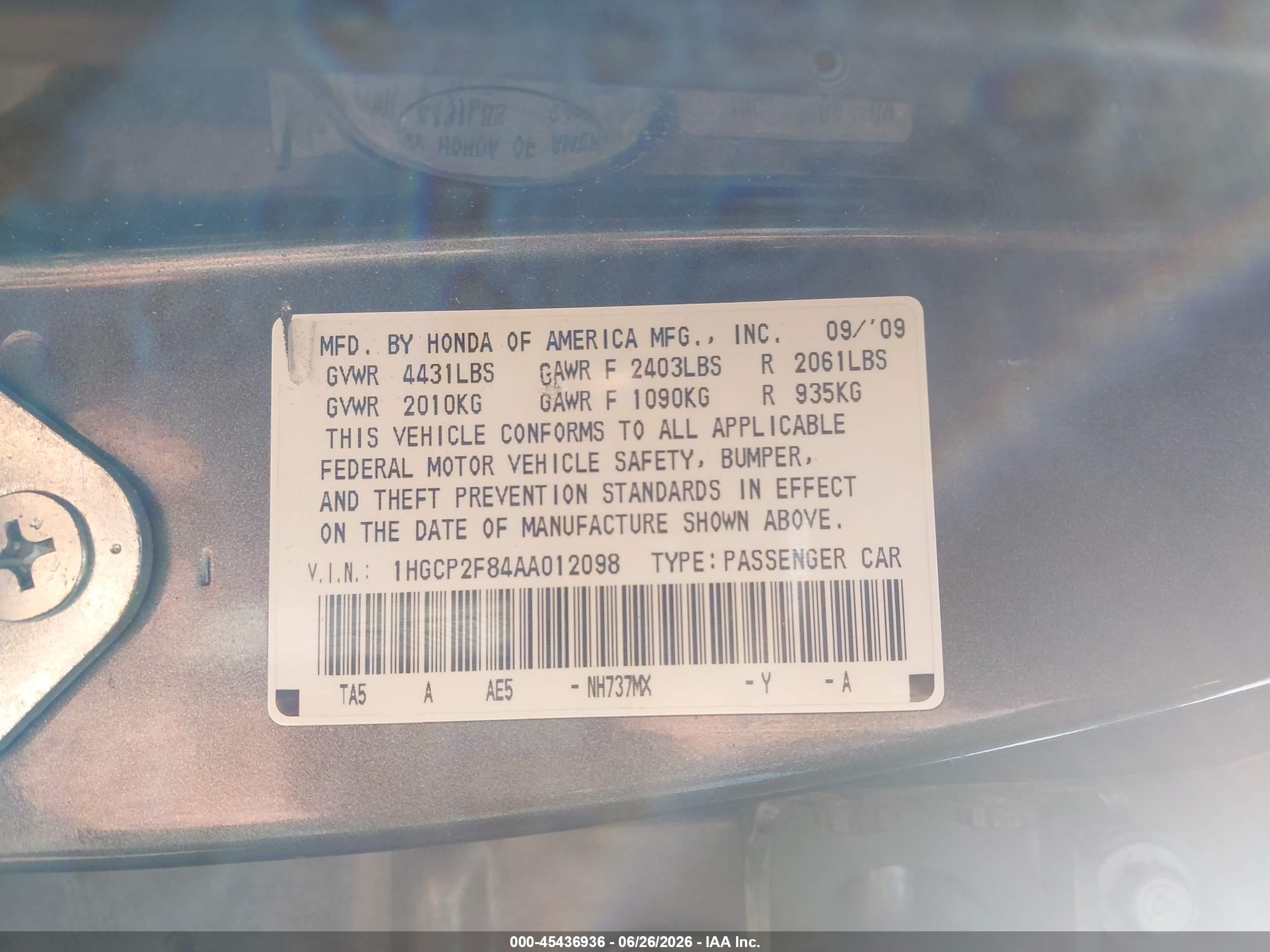 2010 Honda Accord 2.4 Ex-l Gray vin: 1HGCP2F84AA012098