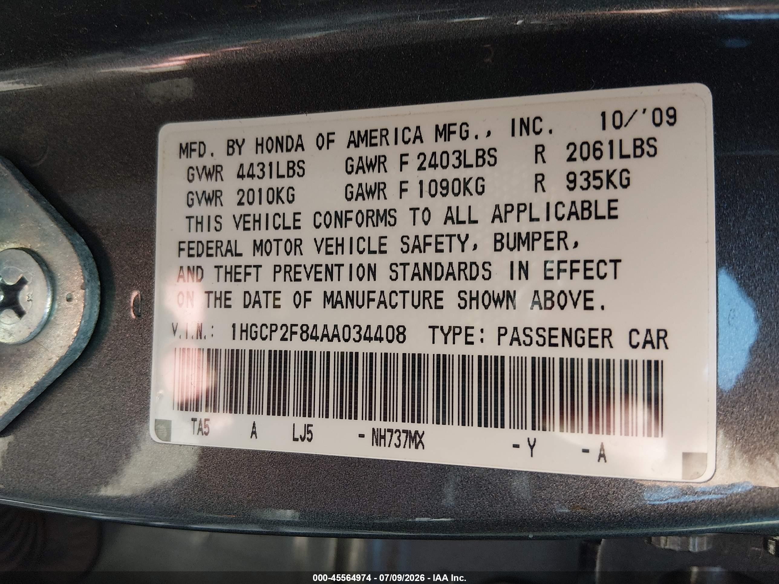 2010 Honda Accord 2.4 Ex-l Gray vin: 1HGCP2F84AA034408