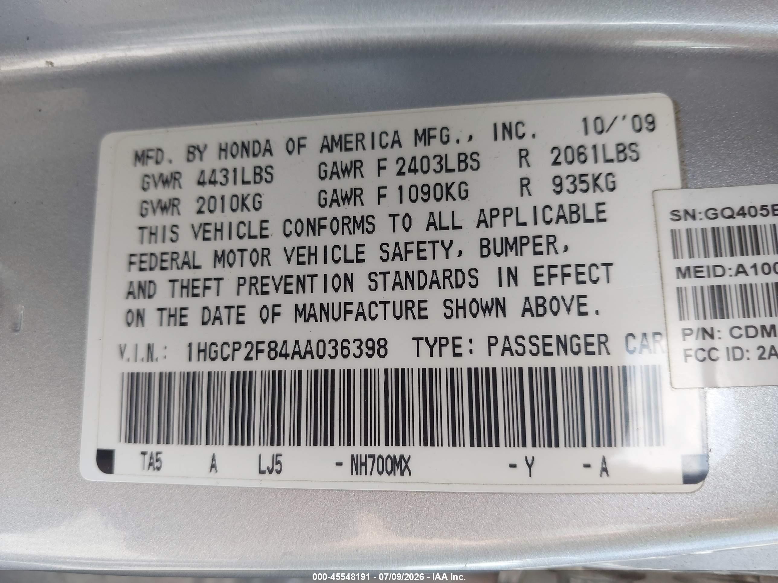 2010 Honda Accord 2.4 Ex-l Silver vin: 1HGCP2F84AA036398