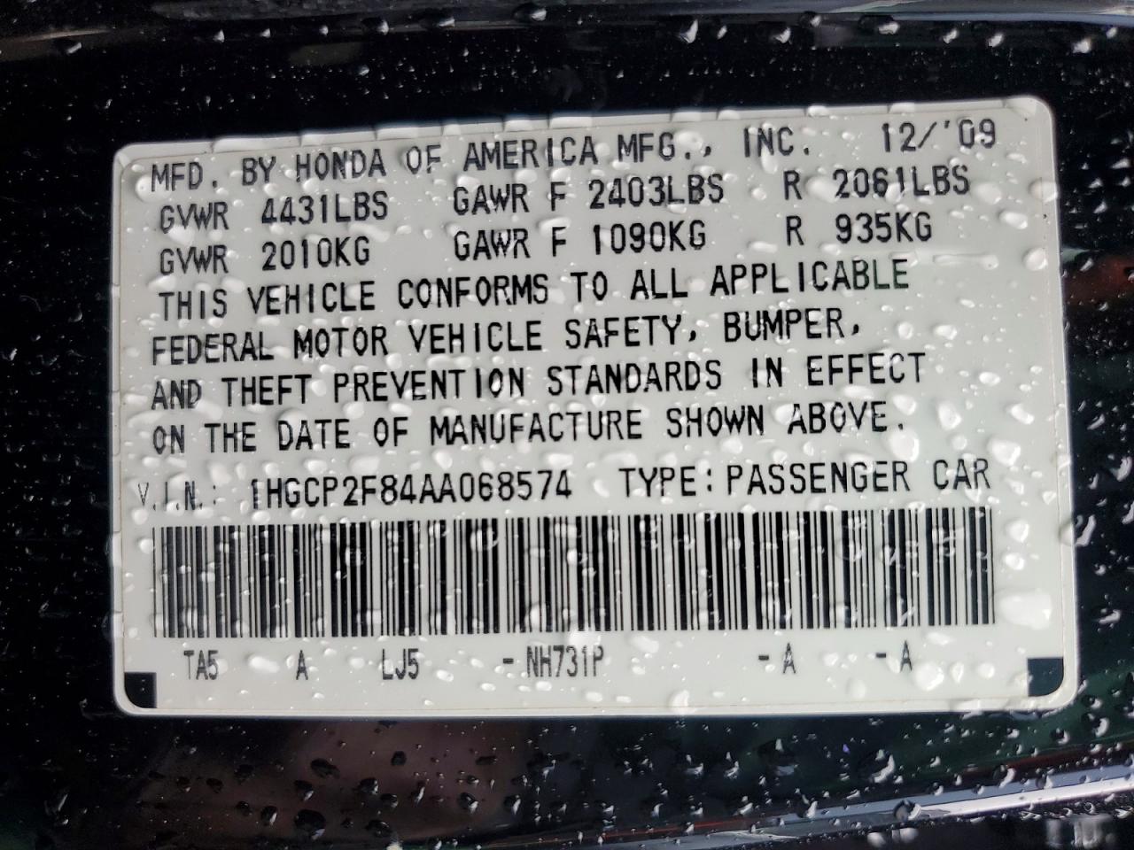 2010 Honda Accord Exl Black vin: 1HGCP2F84AA068574