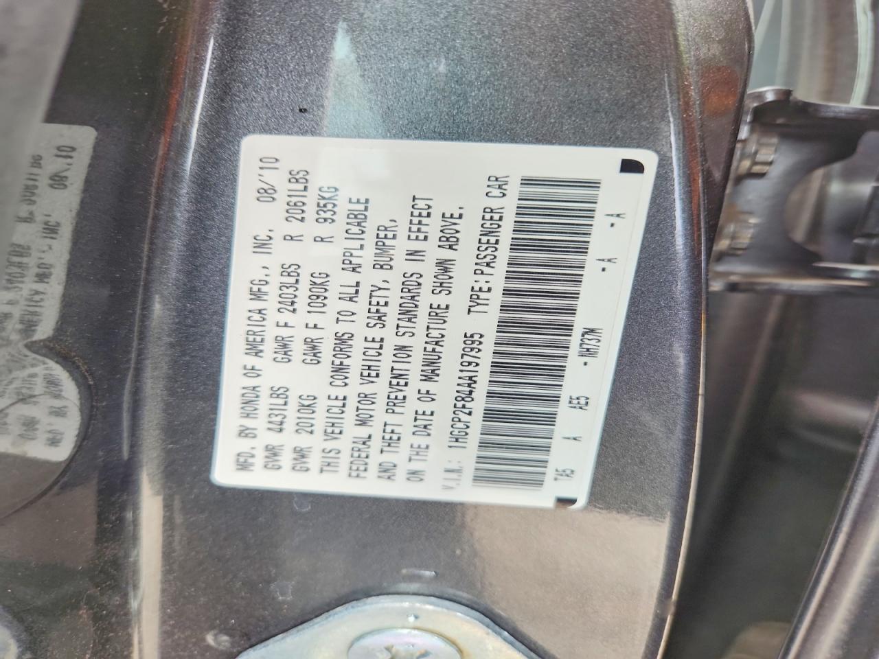 2010 Honda Accord Exl Gray vin: 1HGCP2F84AA197995