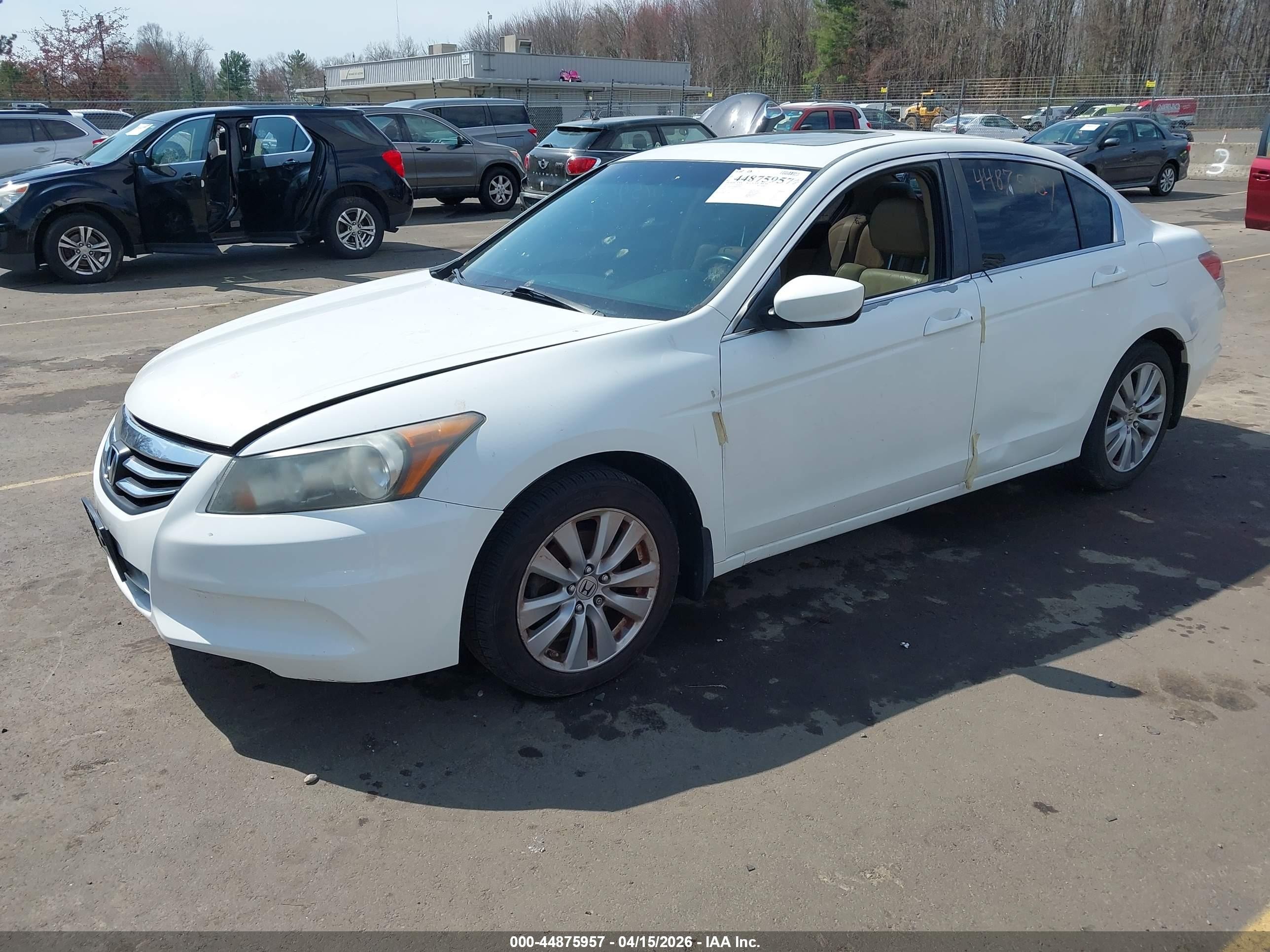 2011 Honda Accord 2.4 Ex-l White vin: 1HGCP2F84BA038542