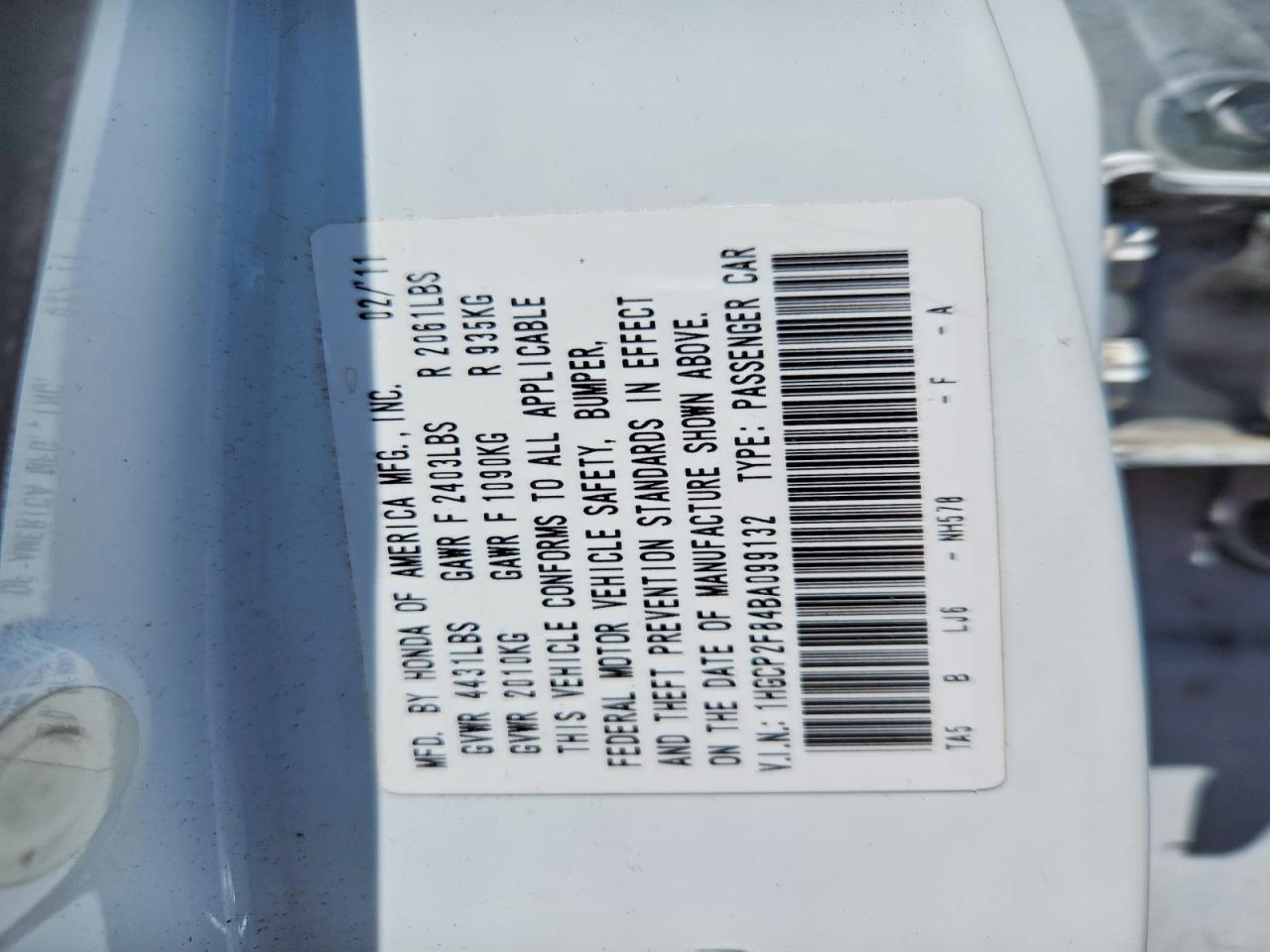 2011 Honda Accord Exl White vin: 1HGCP2F84BA099132