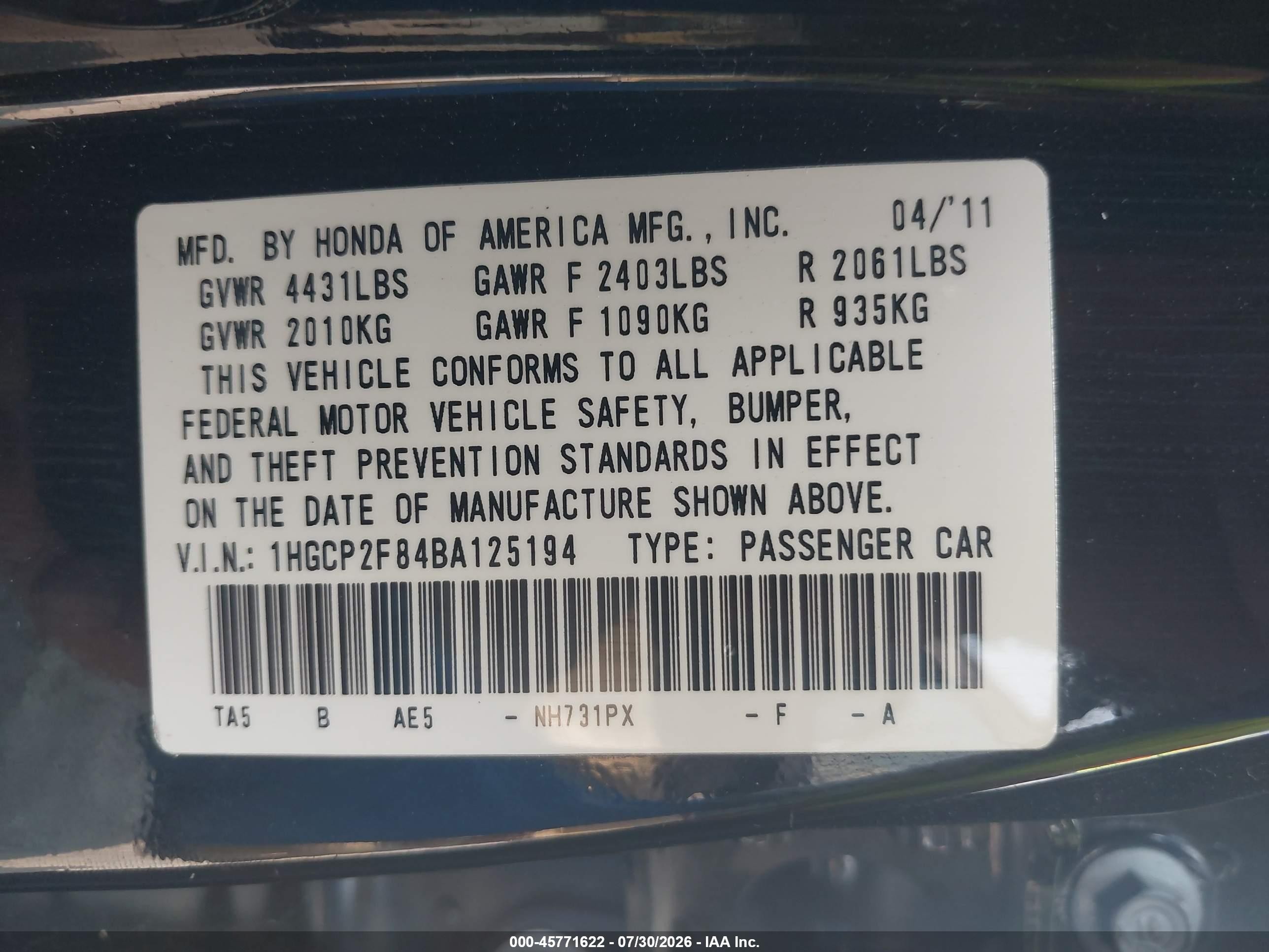 2011 Honda Accord 2.4 Ex-l Black vin: 1HGCP2F84BA125194