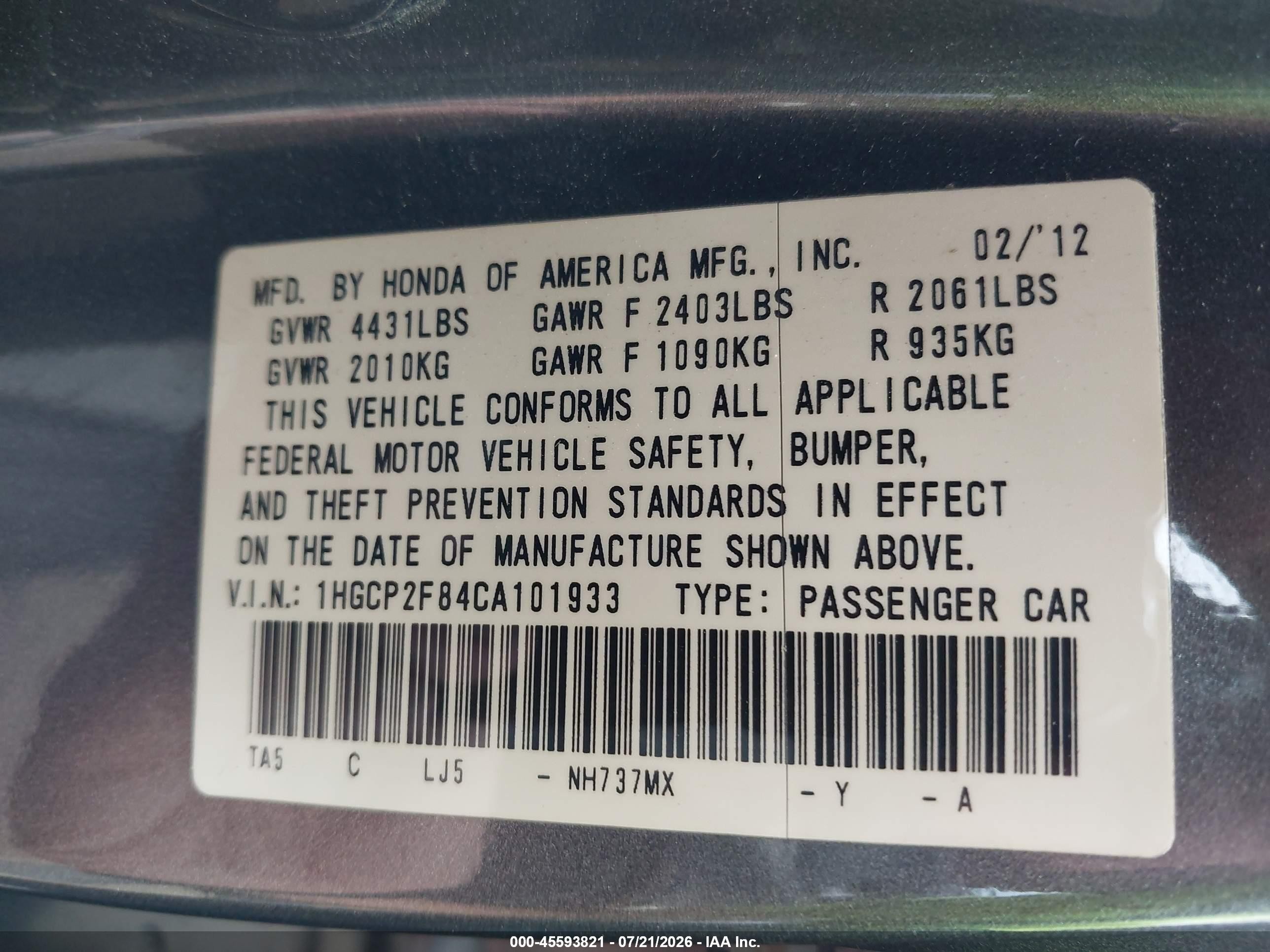 2012 Honda Accord 2.4 Ex-l Gray vin: 1HGCP2F84CA101933