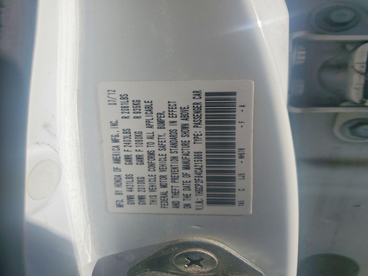 2012 Honda Accord Exl White vin: 1HGCP2F84CA215866