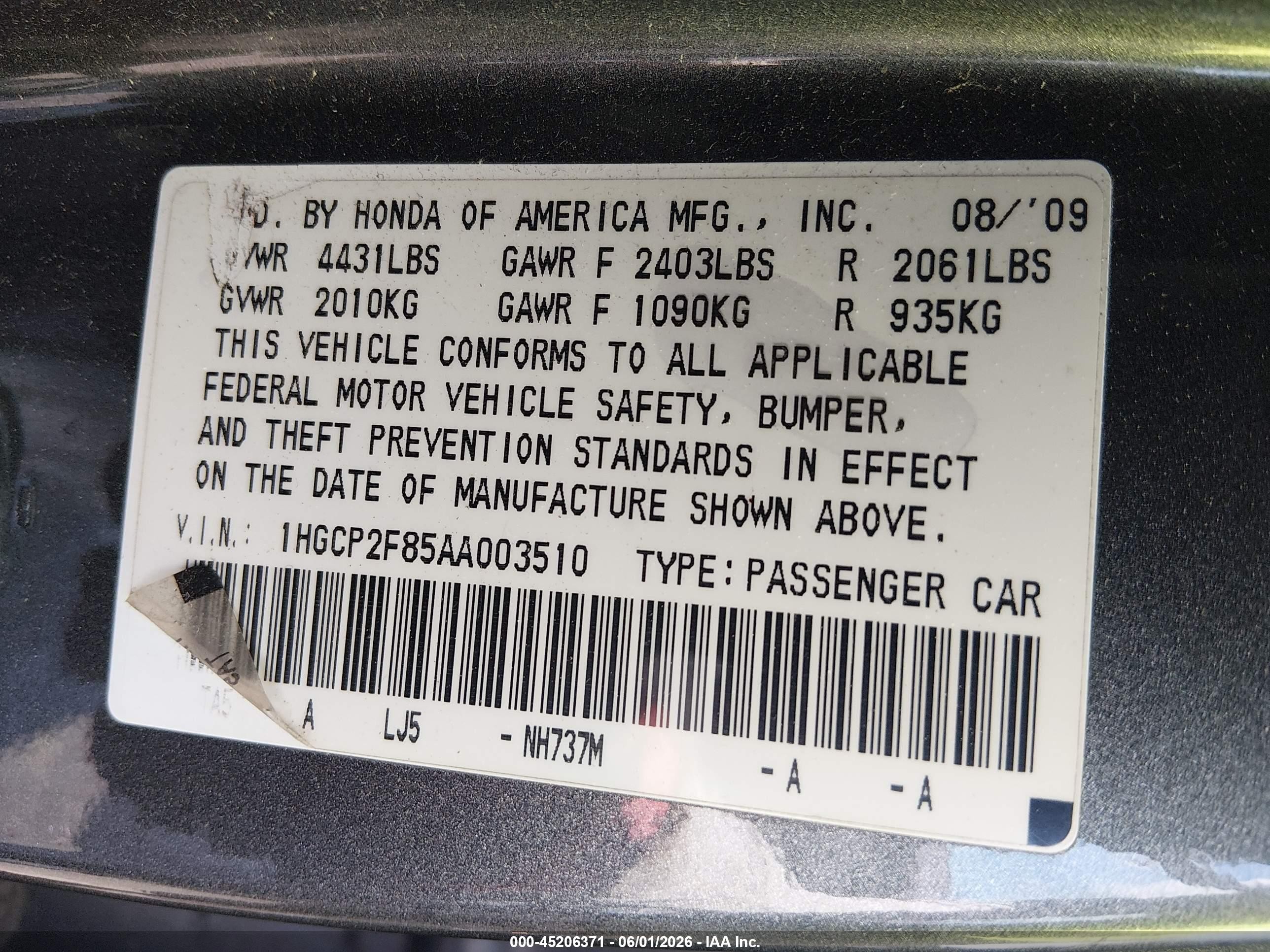 2010 Honda Accord 2.4 Ex-l Gray vin: 1HGCP2F85AA003510