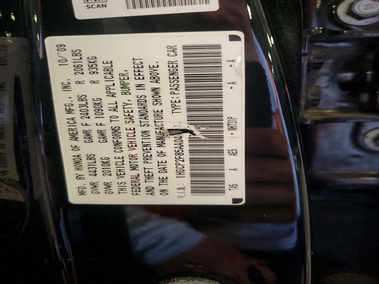 2010 Honda Accord Exl Black vin: 1HGCP2F85AA040394