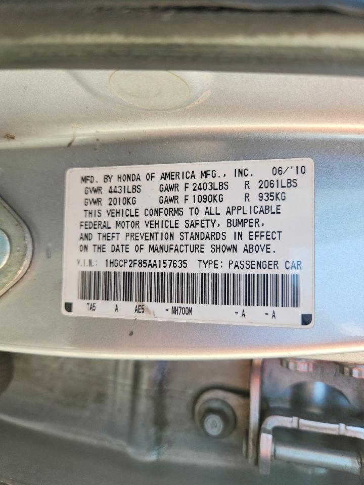 2010 Honda Accord Exl Gray vin: 1HGCP2F85AA157635