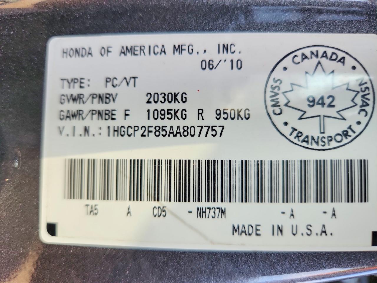 2010 Honda Accord Exl Gray vin: 1HGCP2F85AA807757