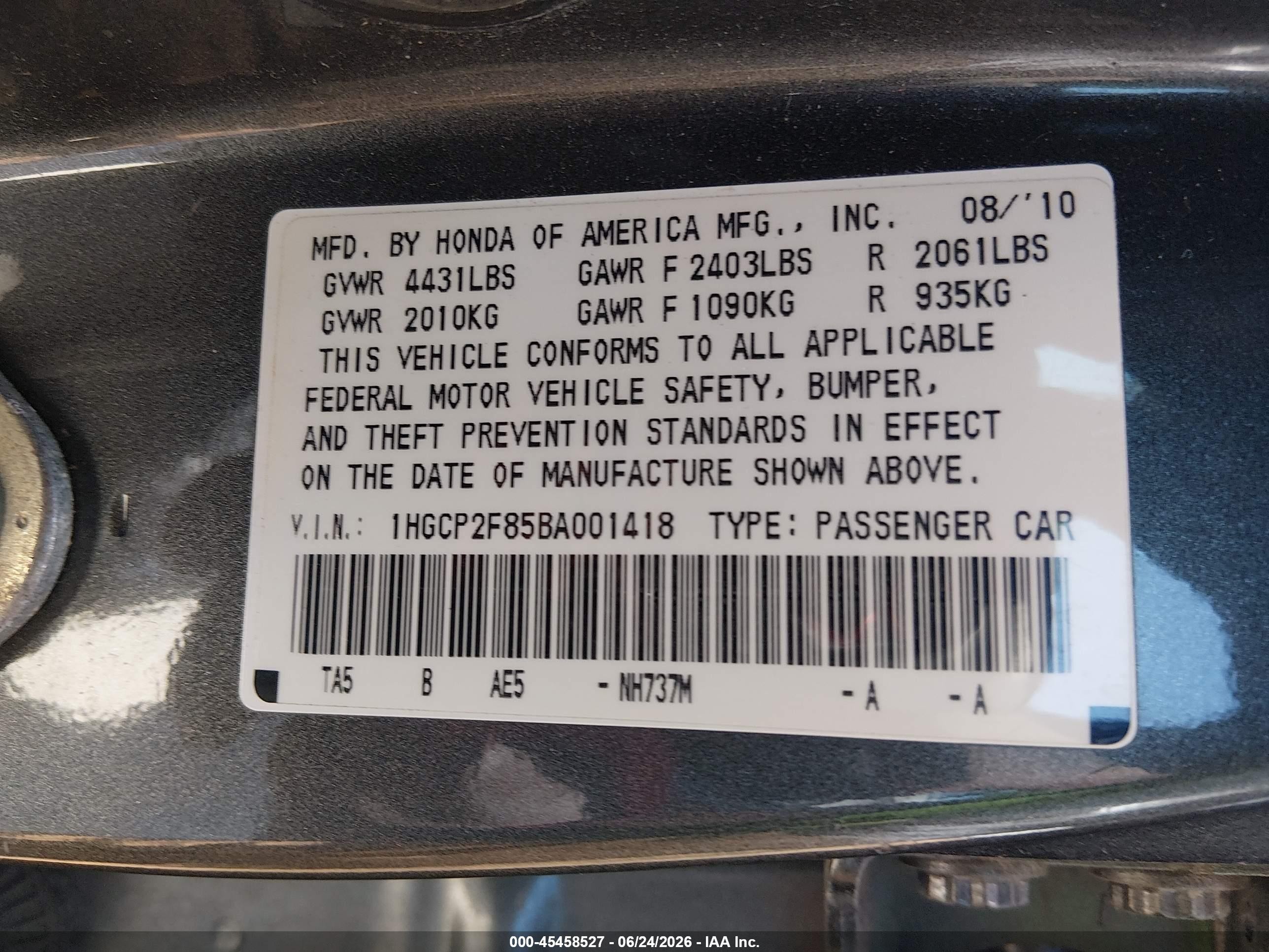2011 Honda Accord 2.4 Ex-l Gray vin: 1HGCP2F85BA001418