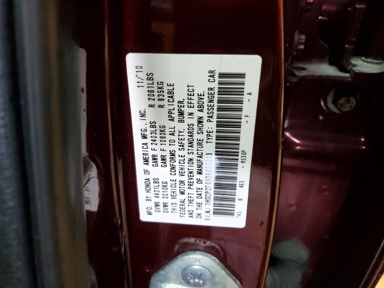 2011 Honda Accord Exl Maroon vin: 1HGCP2F85BA057049