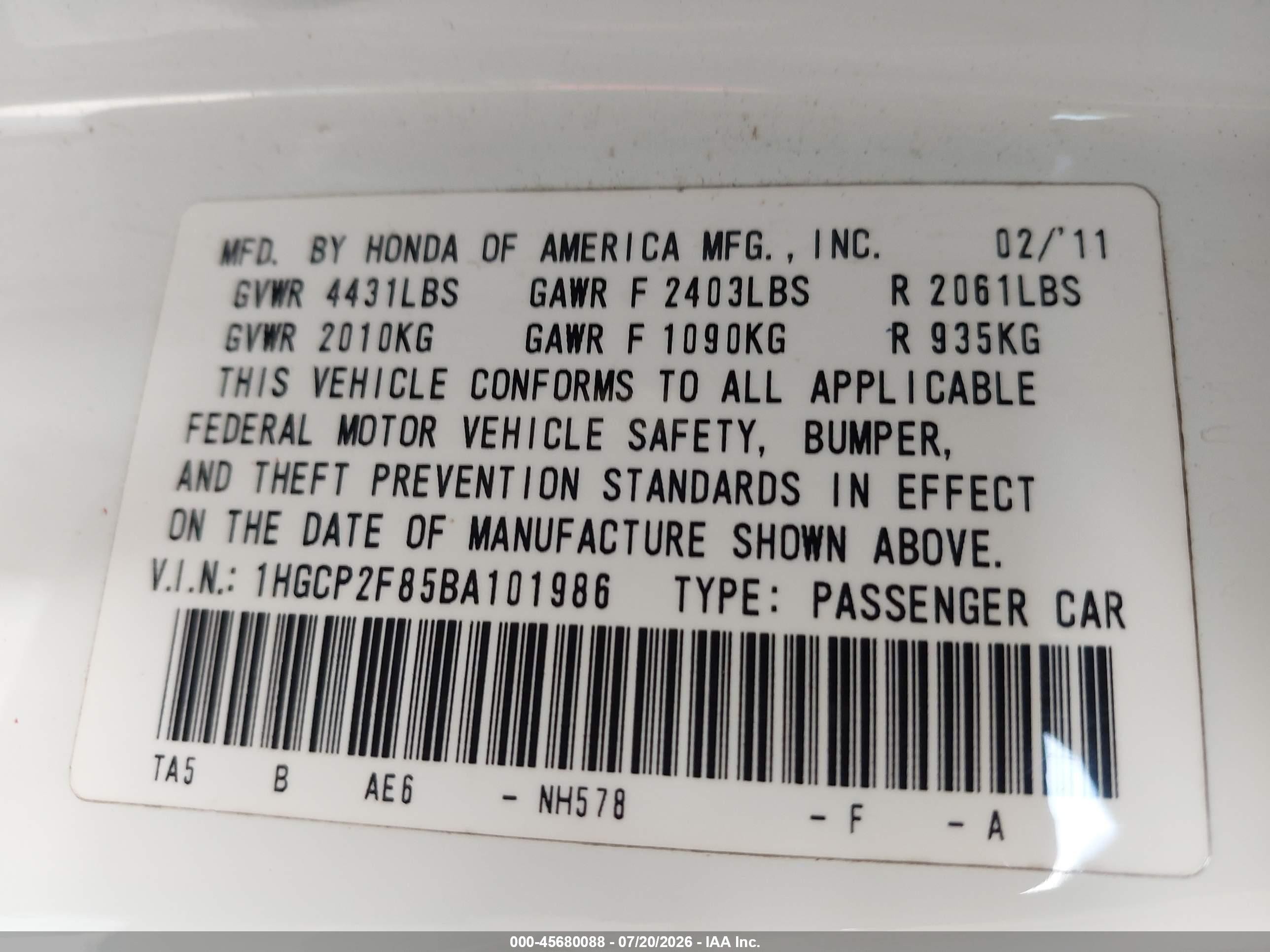 2011 Honda Accord 2.4 Ex-l White vin: 1HGCP2F85BA101986