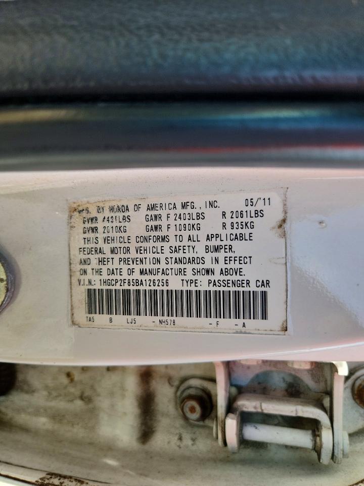 2011 Honda Accord Exl White vin: 1HGCP2F85BA126256