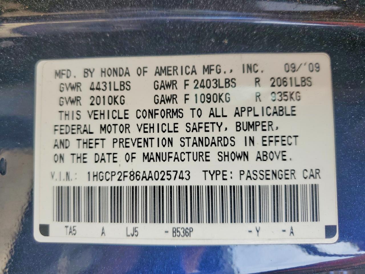 2010 Honda Accord Exl Blue vin: 1HGCP2F86AA025743