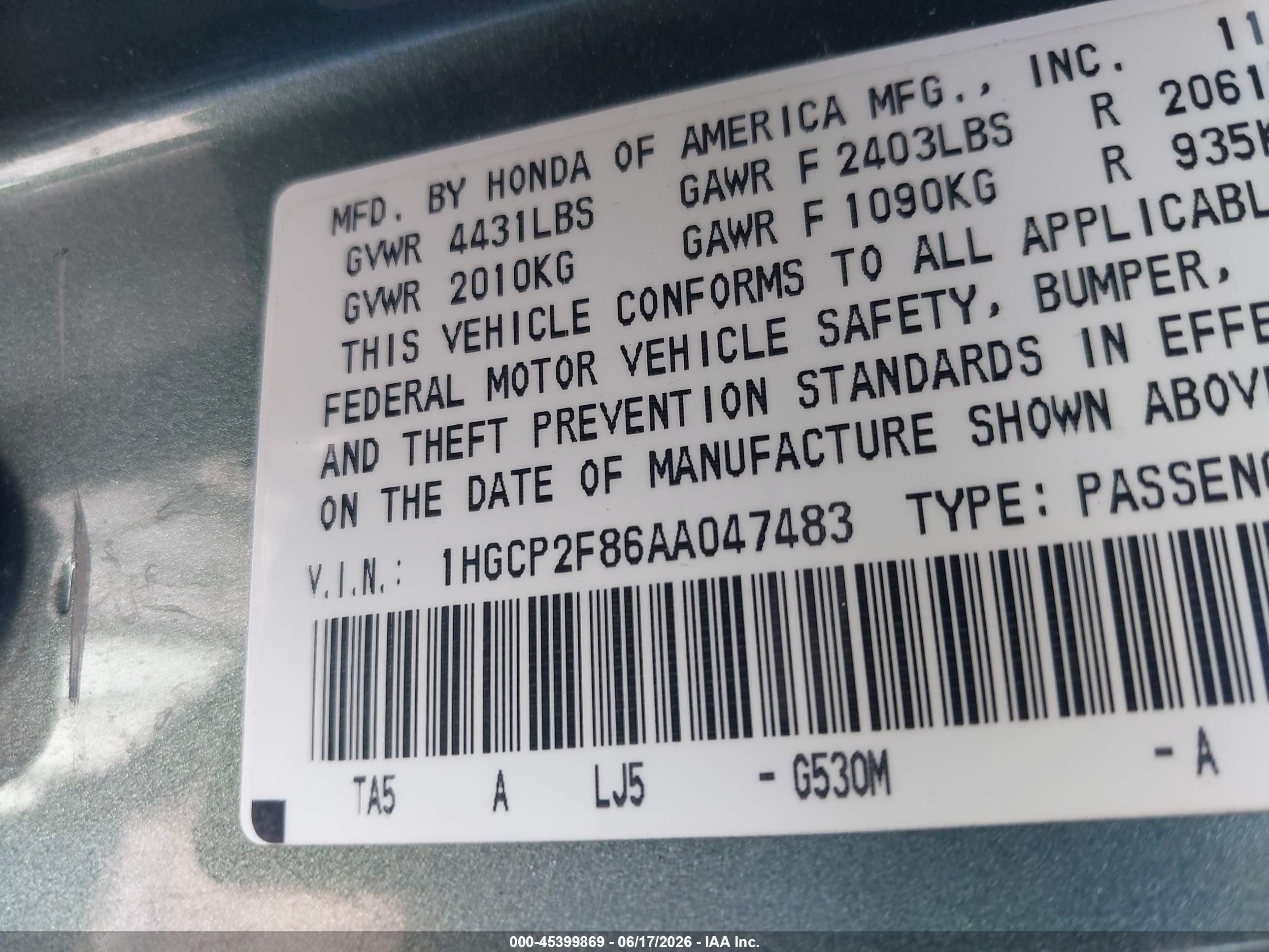 2010 Honda Accord 2.4 Ex-l Зеленый vin: 1HGCP2F86AA047483