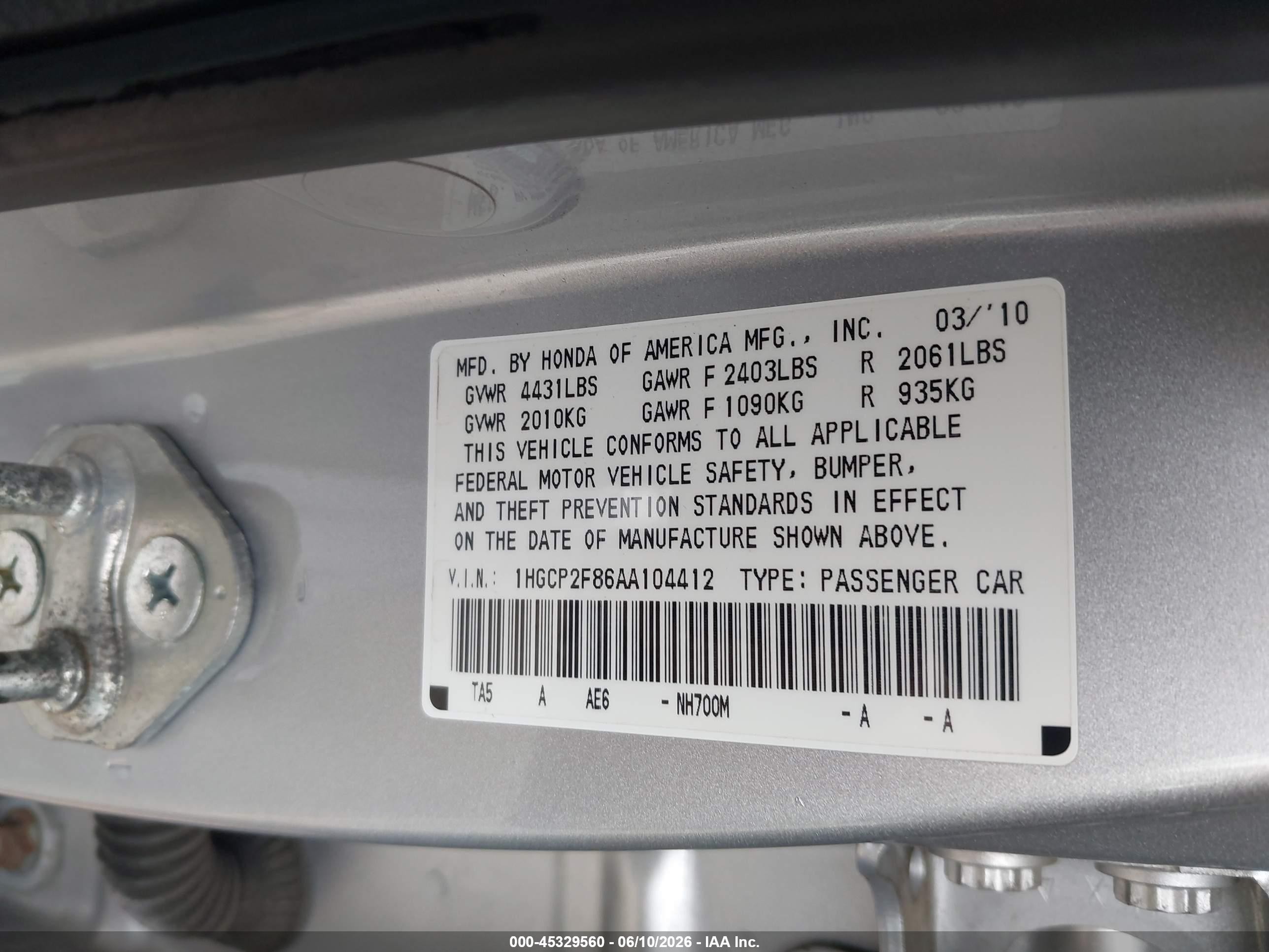 2010 Honda Accord 2.4 Ex-l Silver vin: 1HGCP2F86AA104412