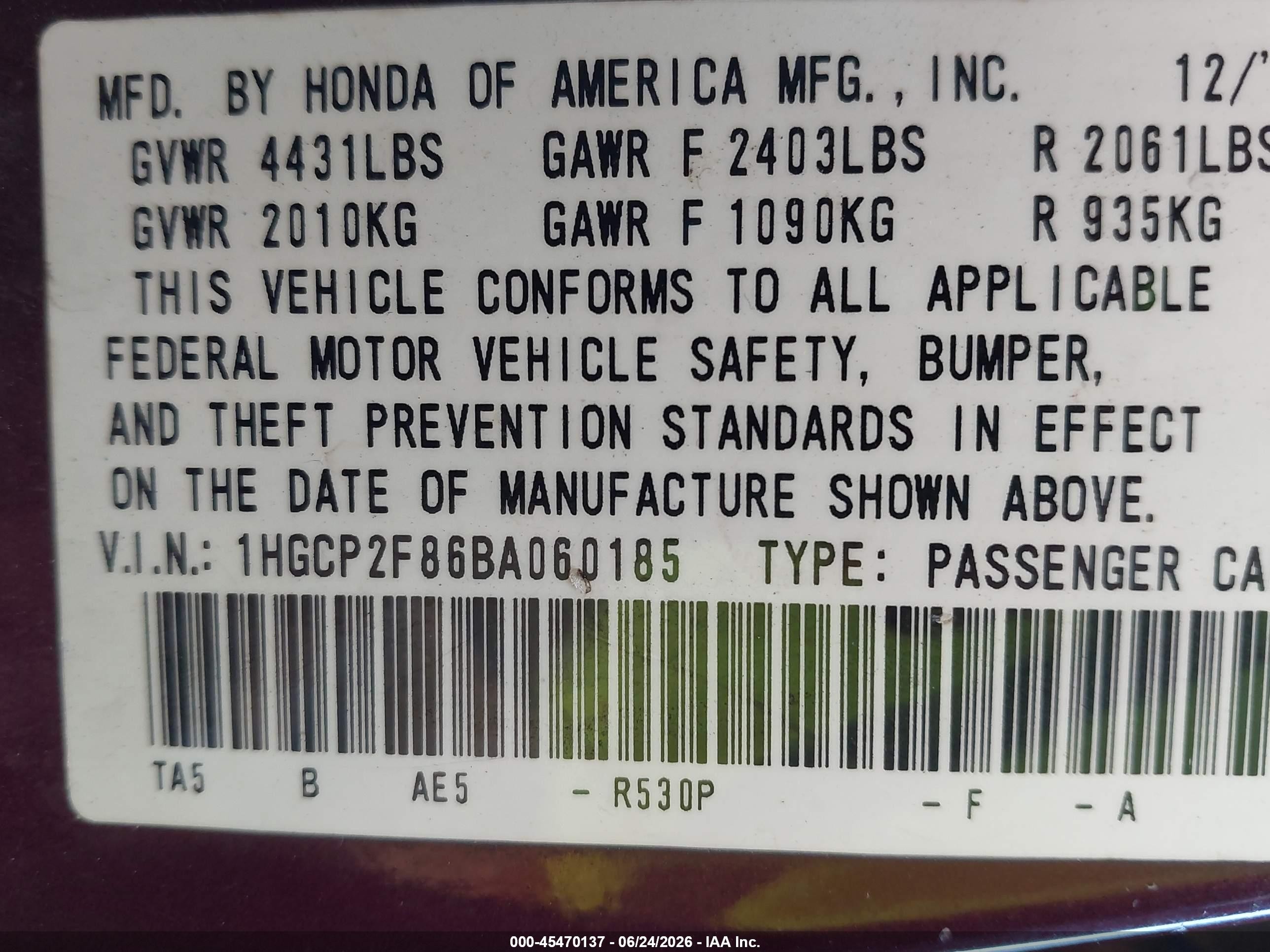 2011 Honda Accord 2.4 Ex-l Burgundy vin: 1HGCP2F86BA060185