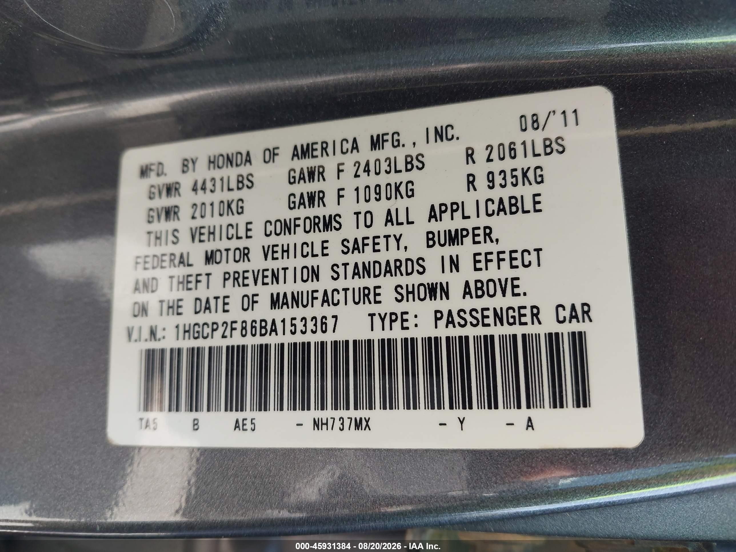 2011 Honda Accord 2.4 Ex-l Gray vin: 1HGCP2F86BA153367