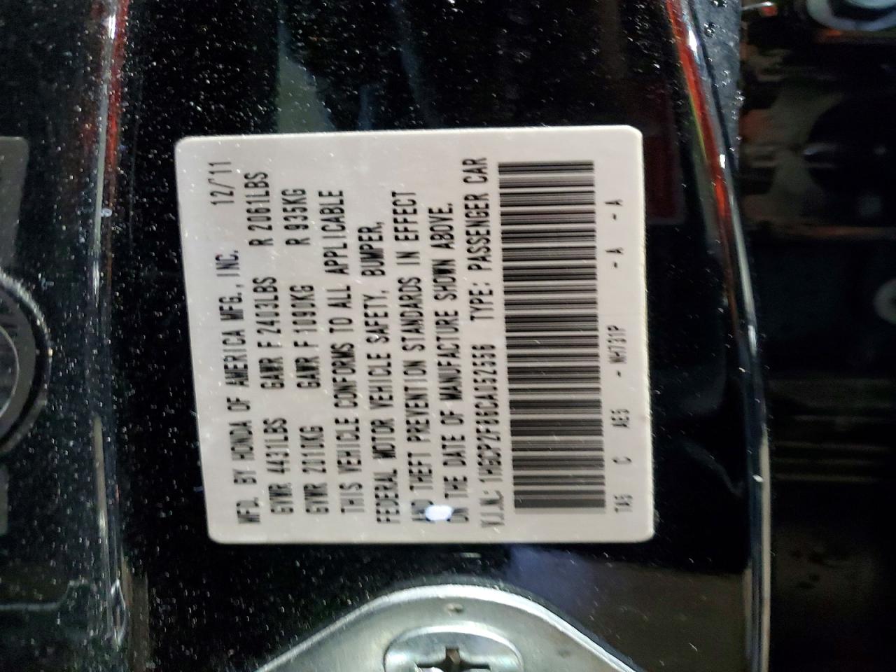 2012 Honda Accord Exl Black vin: 1HGCP2F86CA052556