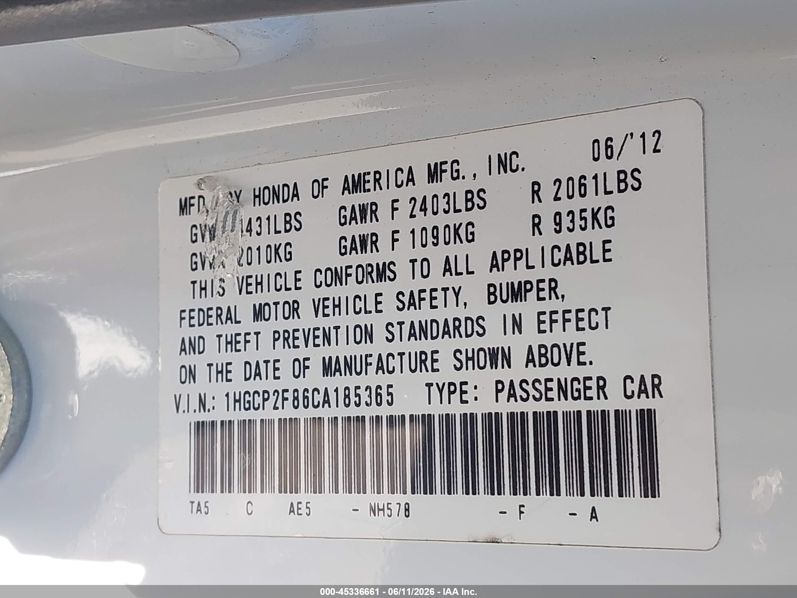 2012 Honda Accord 2.4 Ex-l White vin: 1HGCP2F86CA185365